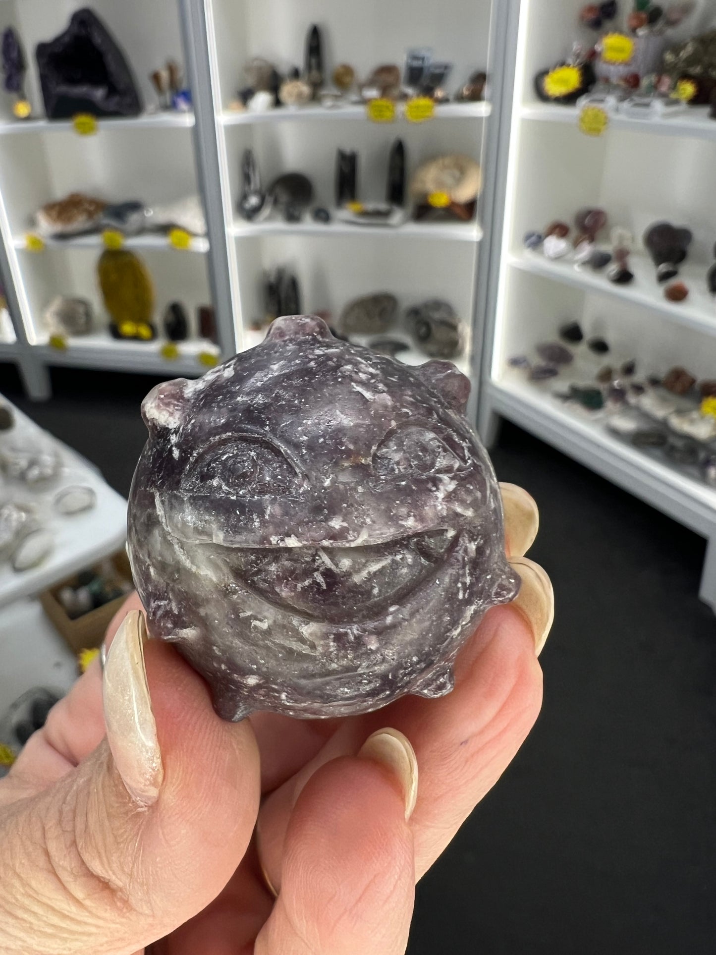 Lepidolite Character Carving