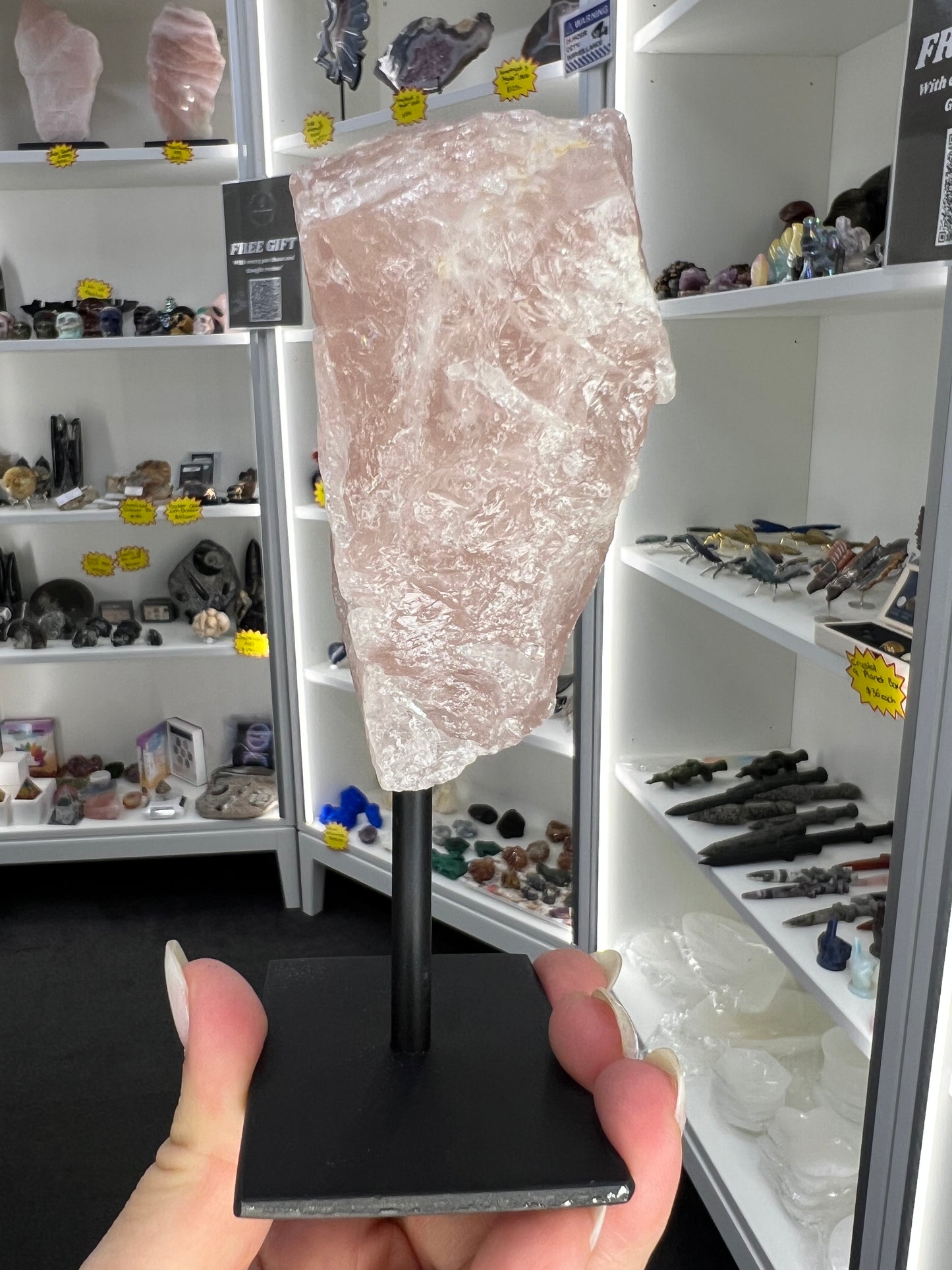 Rose Quartz Chunk on Stand