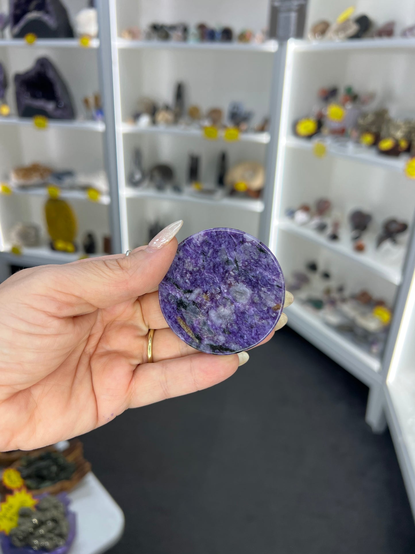 Charoite Disk on Stand