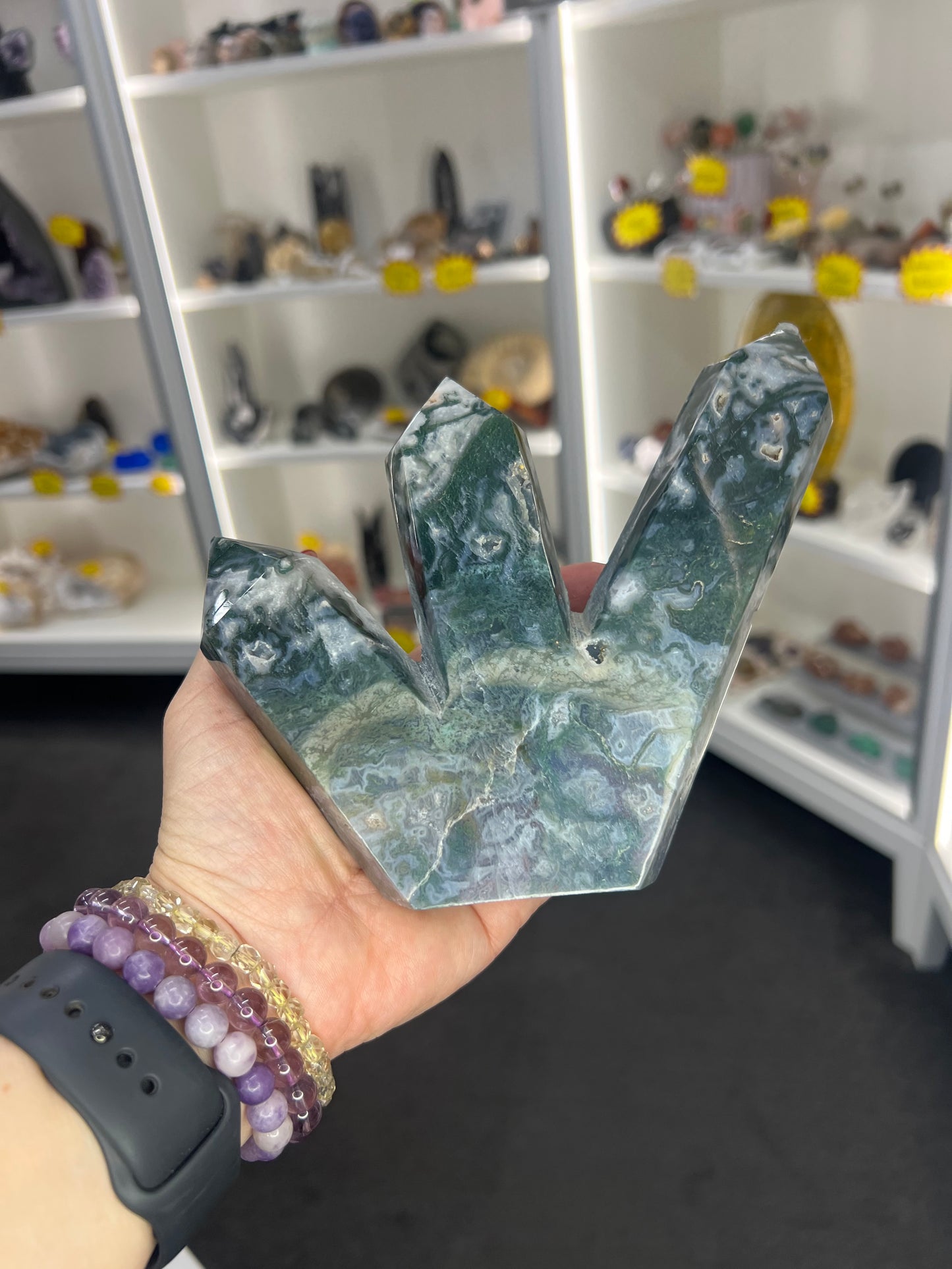 Moss Agate 3 Point Tower