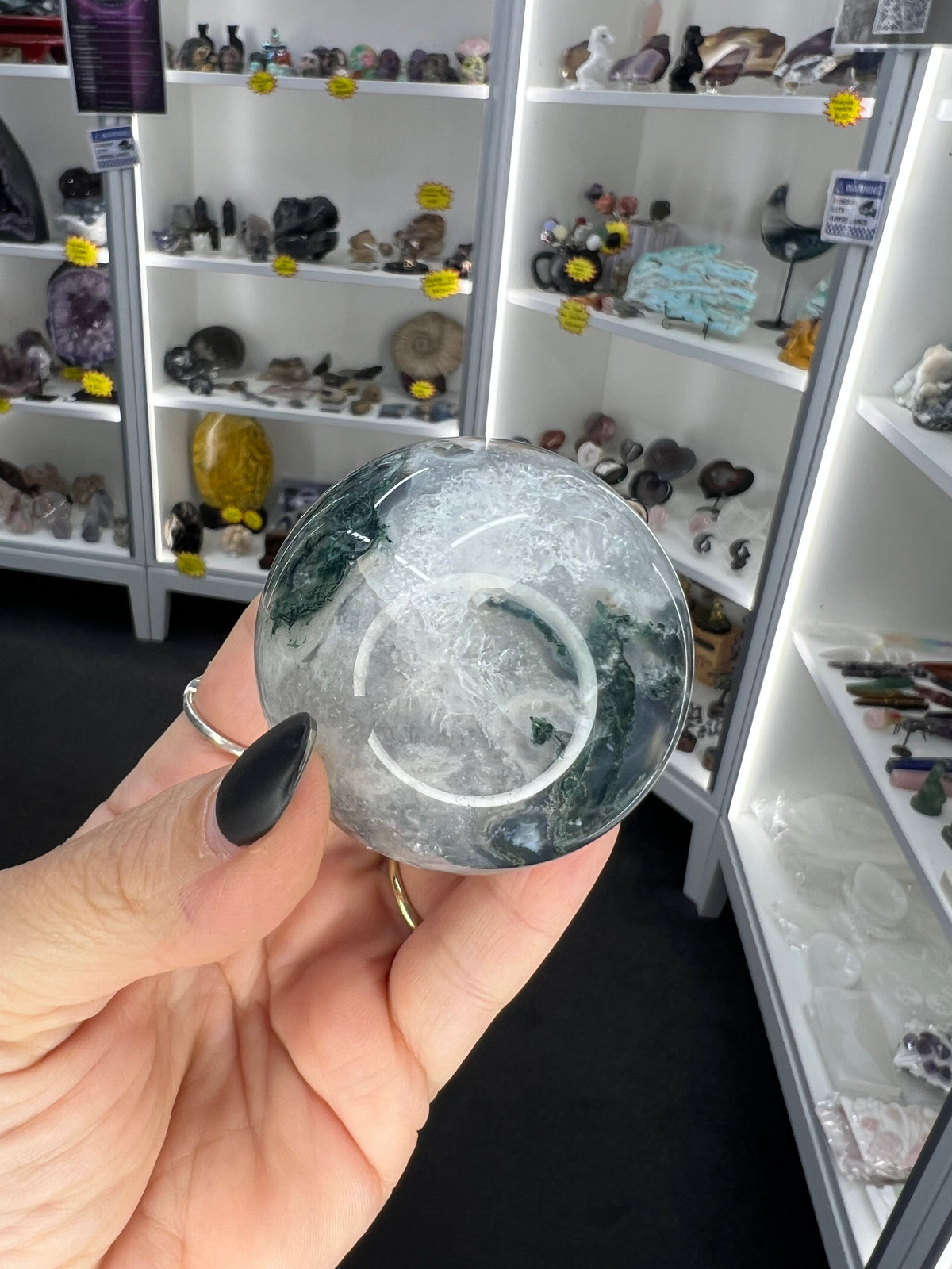 Moss Agate Sphere with Stand