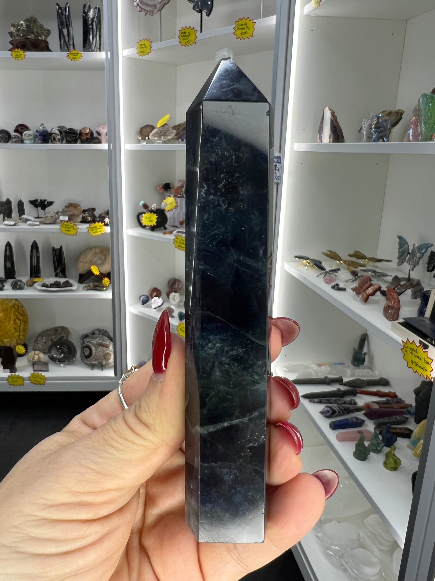 Black Fluorite Tower (UV Reactive)