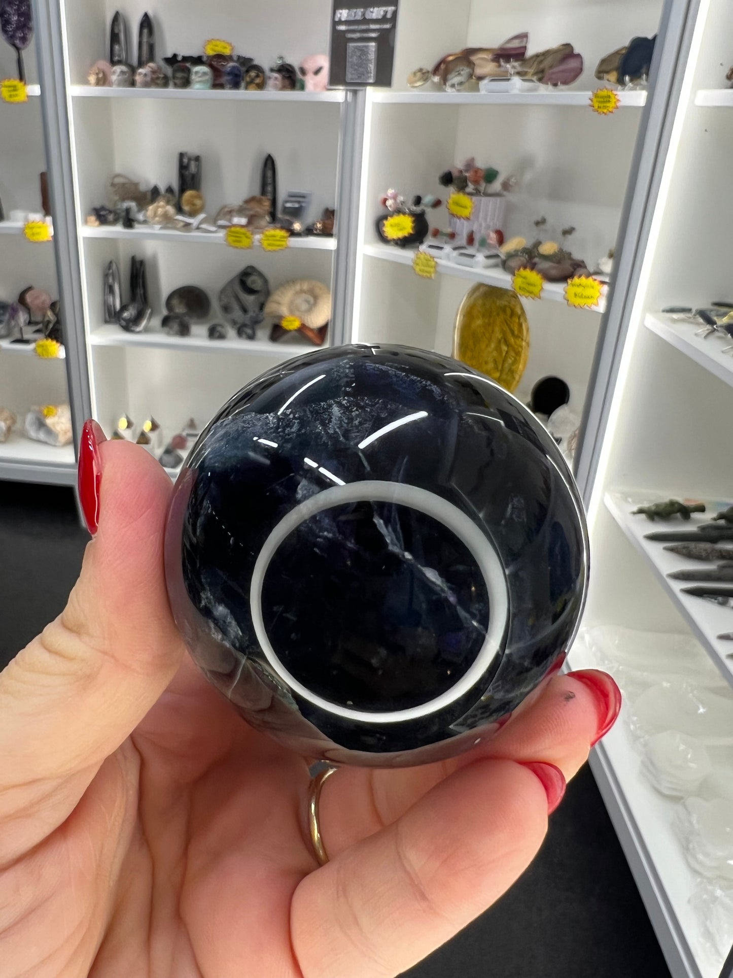 Black Fluorite Sphere with Stand