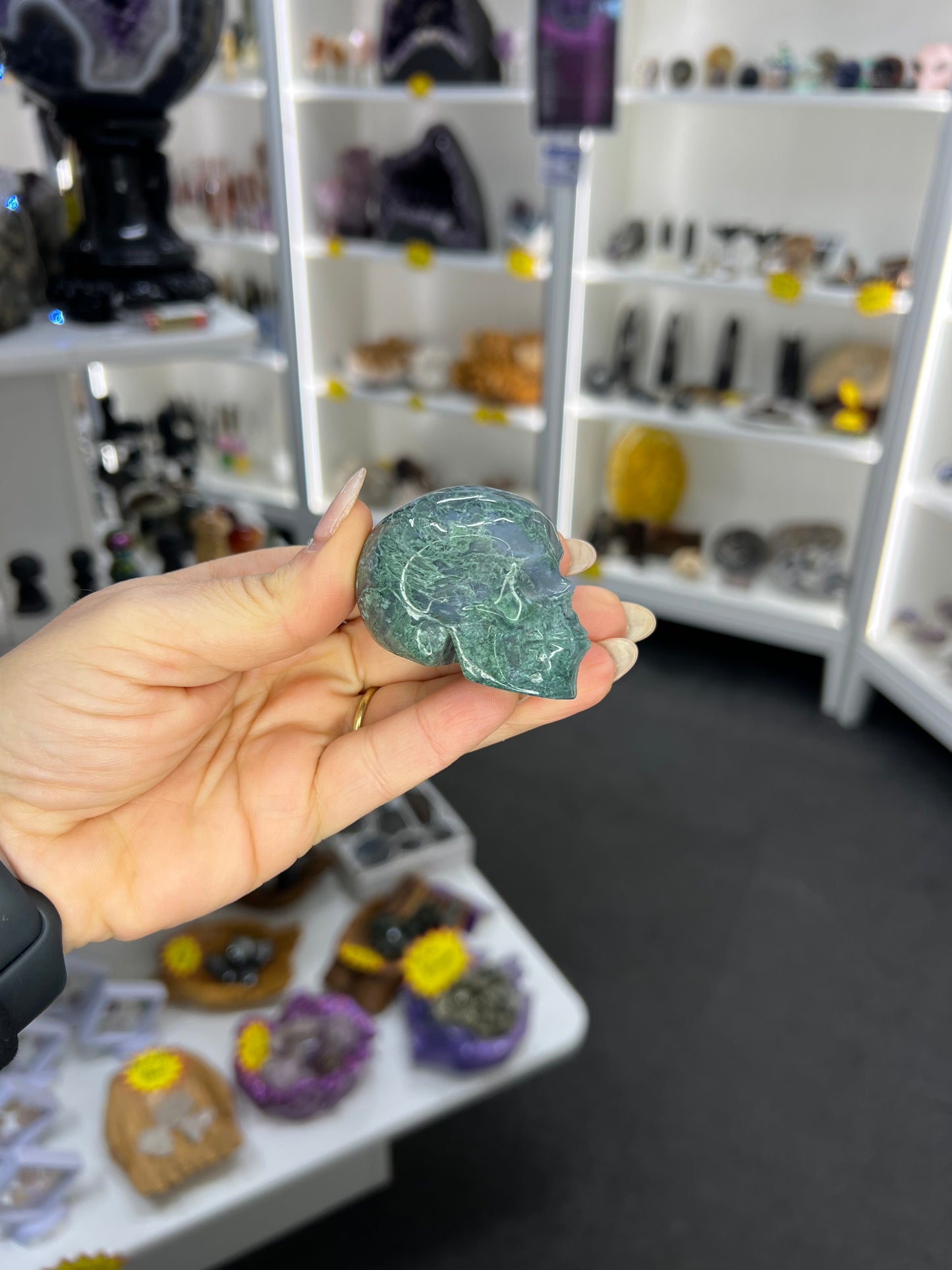 Moss Agate Skull