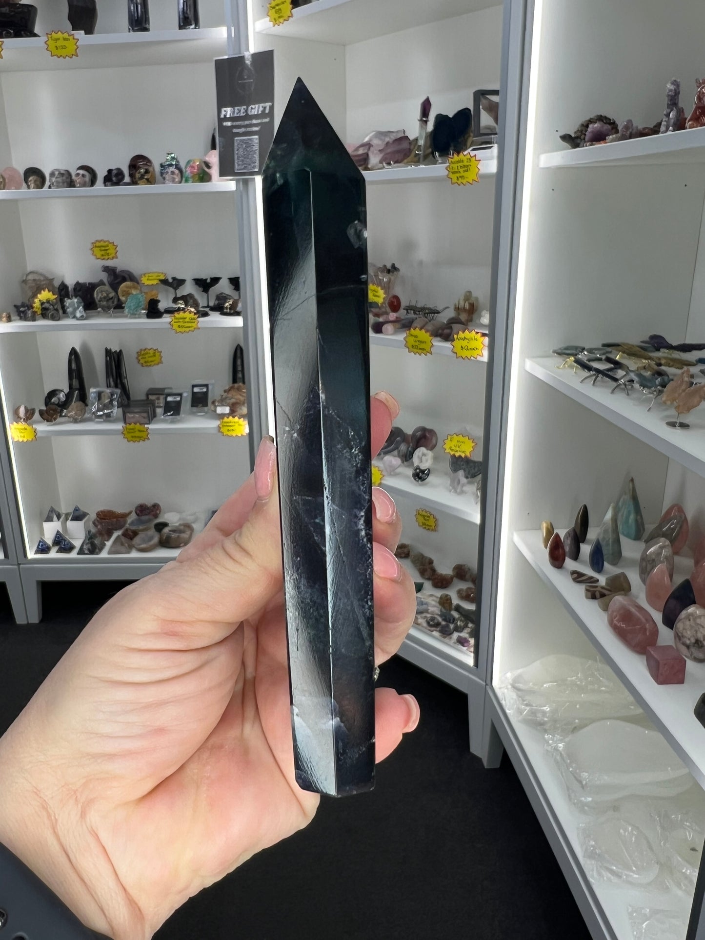 Black Fluorite Tower/Slab (UV Reactive)