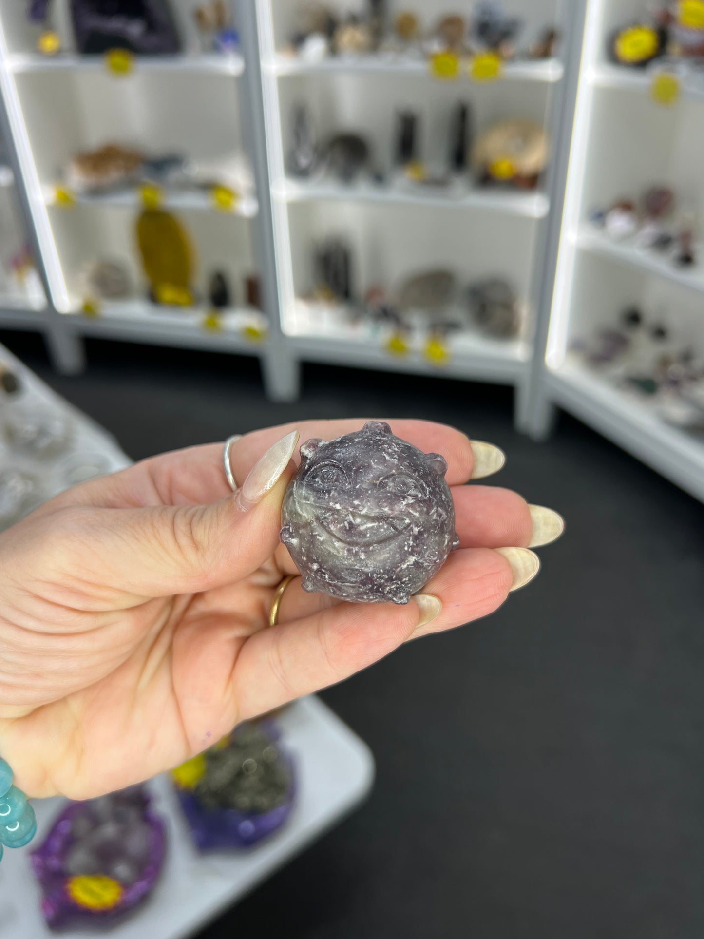Lepidolite Character Carving