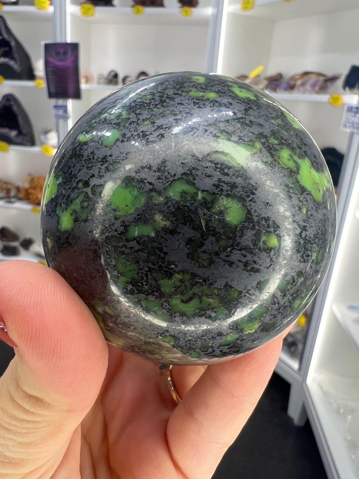 Shungite x Green Opal Sphere on Stand