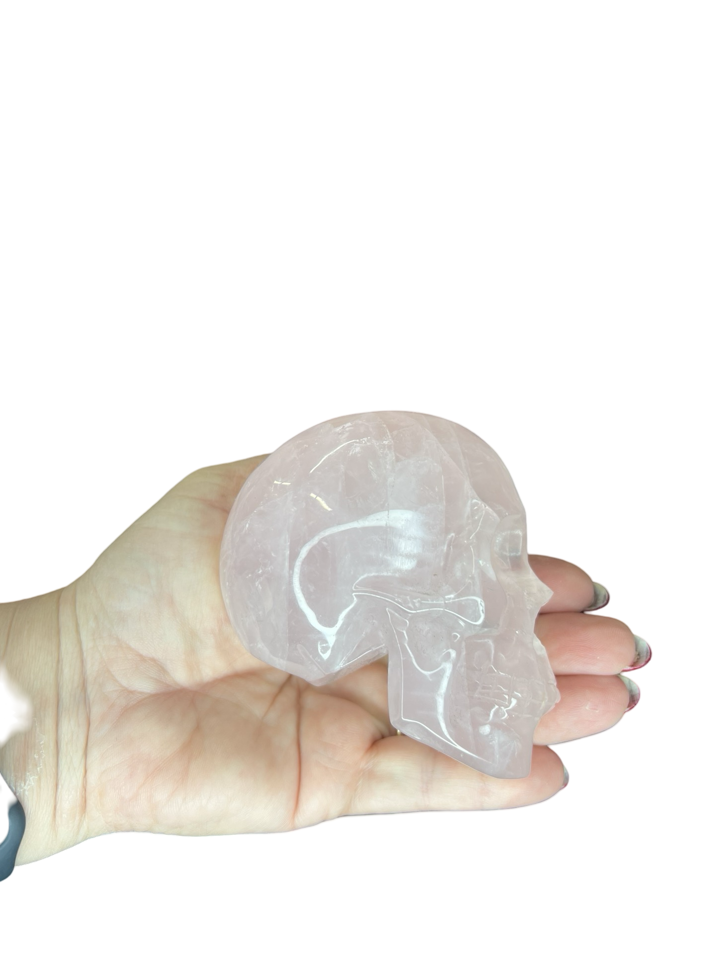 Rose Quartz Skull Carving