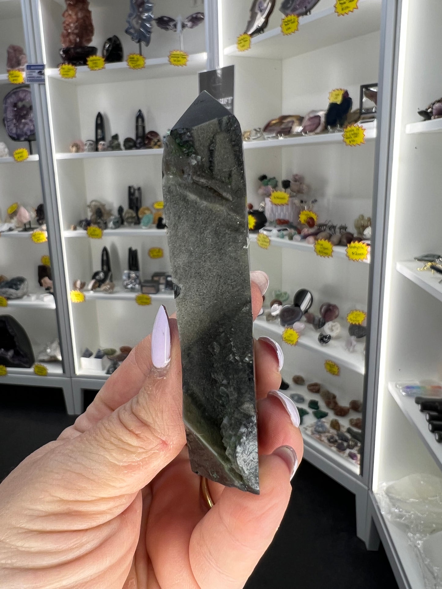 Black Fluorite Tower (UV Reactive)