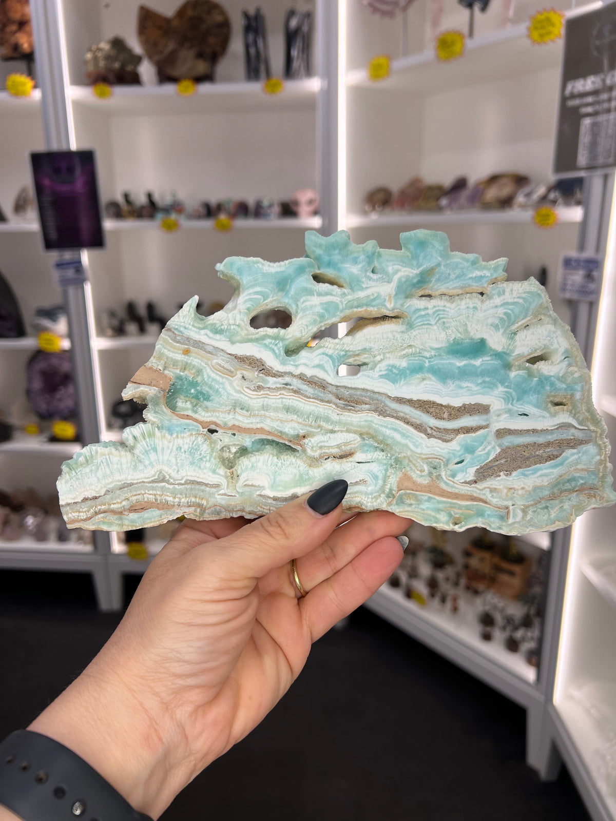 Hemimorphite Slab with Stand