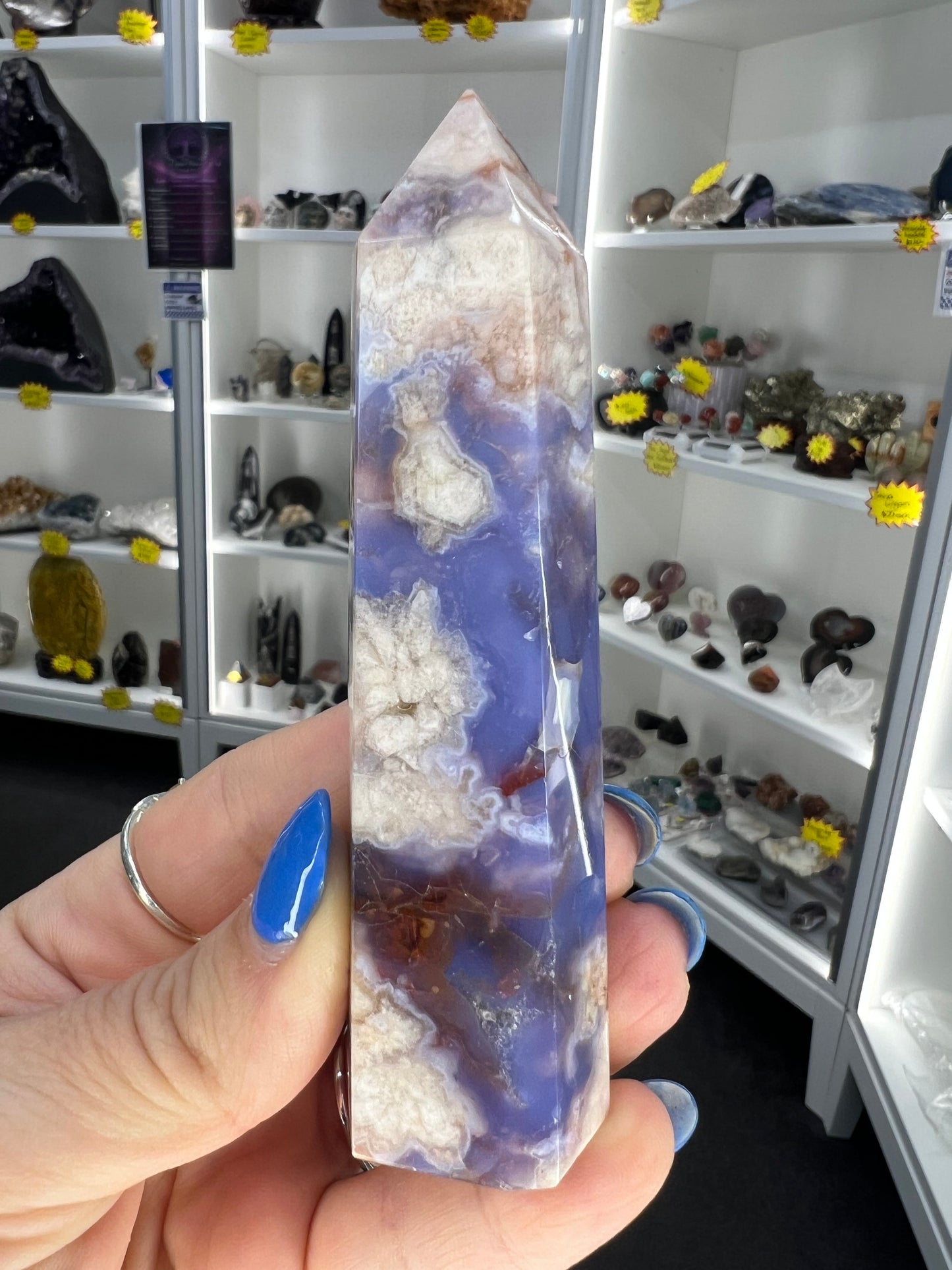 Blue Flower Agate Tower