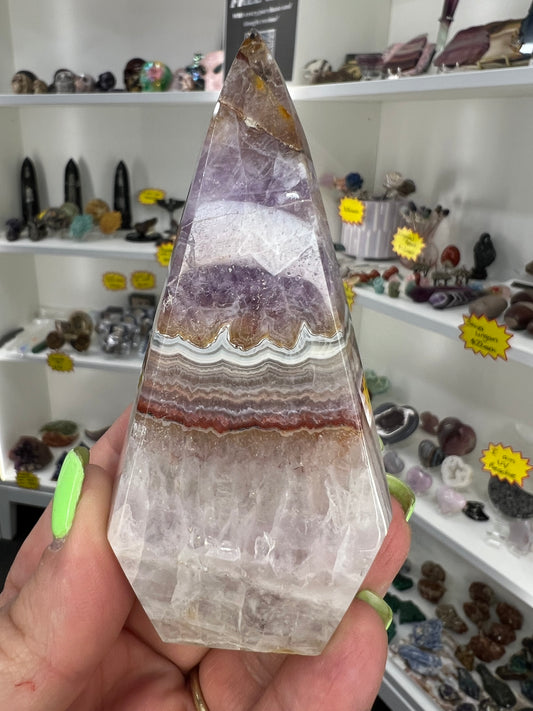 Amethyst x Banded Agate Faceted Freeform