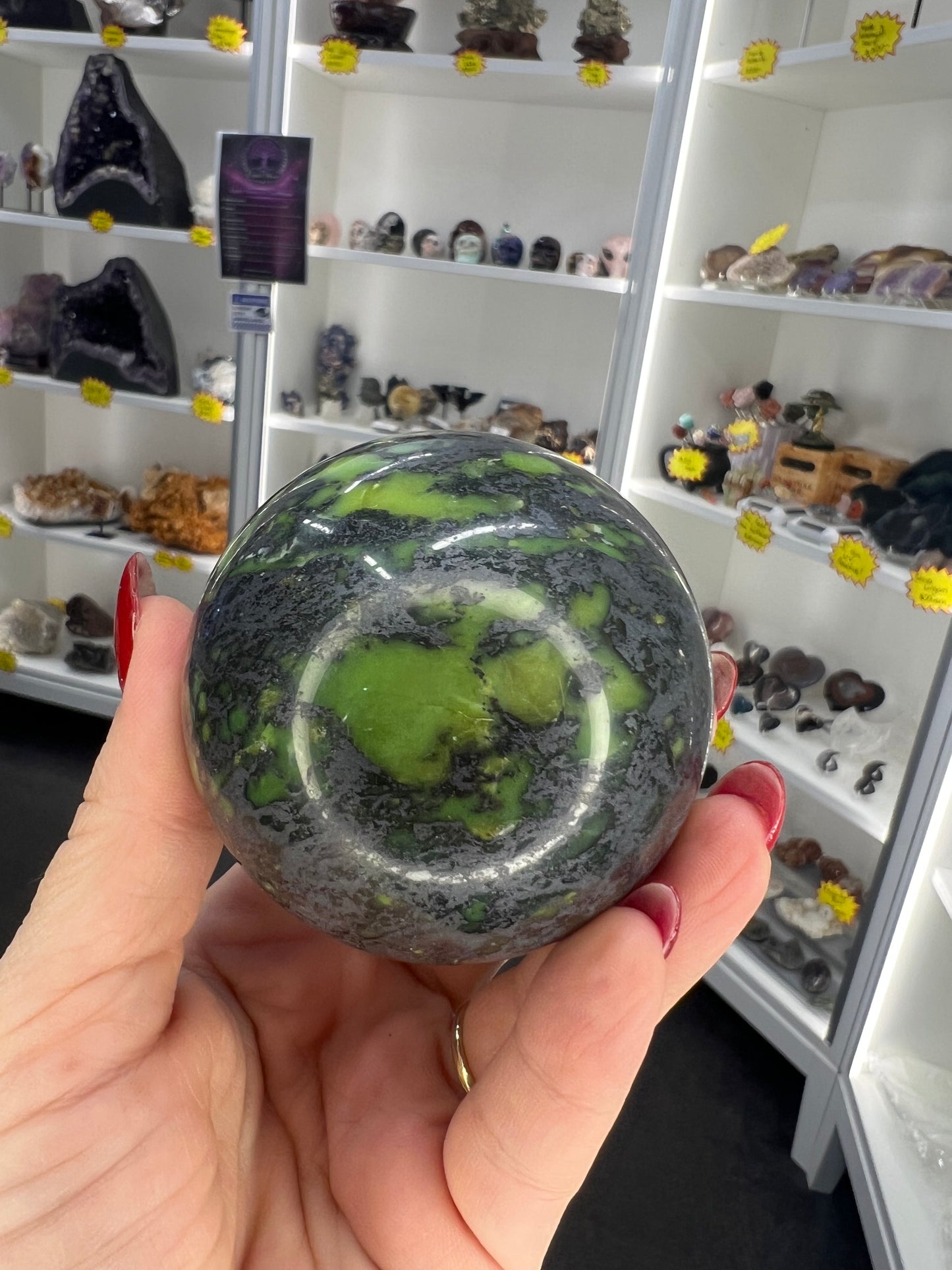 Shungite x Green Opal Sphere on Stand