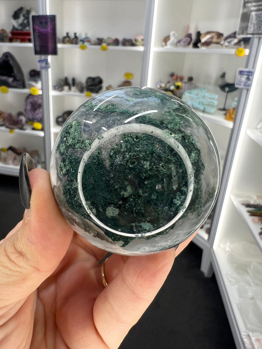 Moss Agate Sphere with Stand
