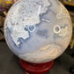 Huge Blue Moss Agate Sphere with Rotating Stand