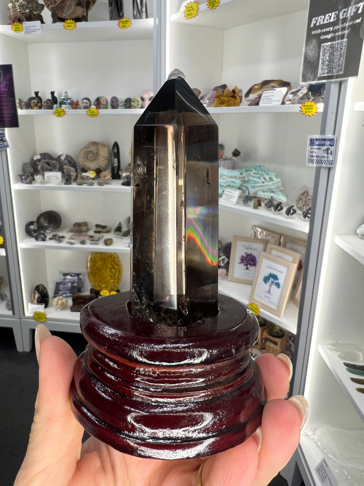 Smoky Quartz Tower on Stand