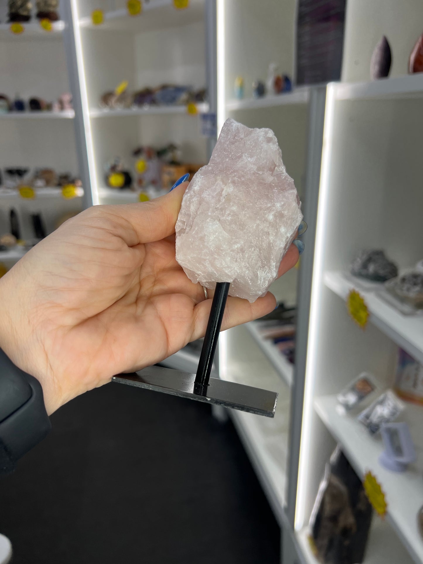 Rose Quartz Raw Specimen on Stand