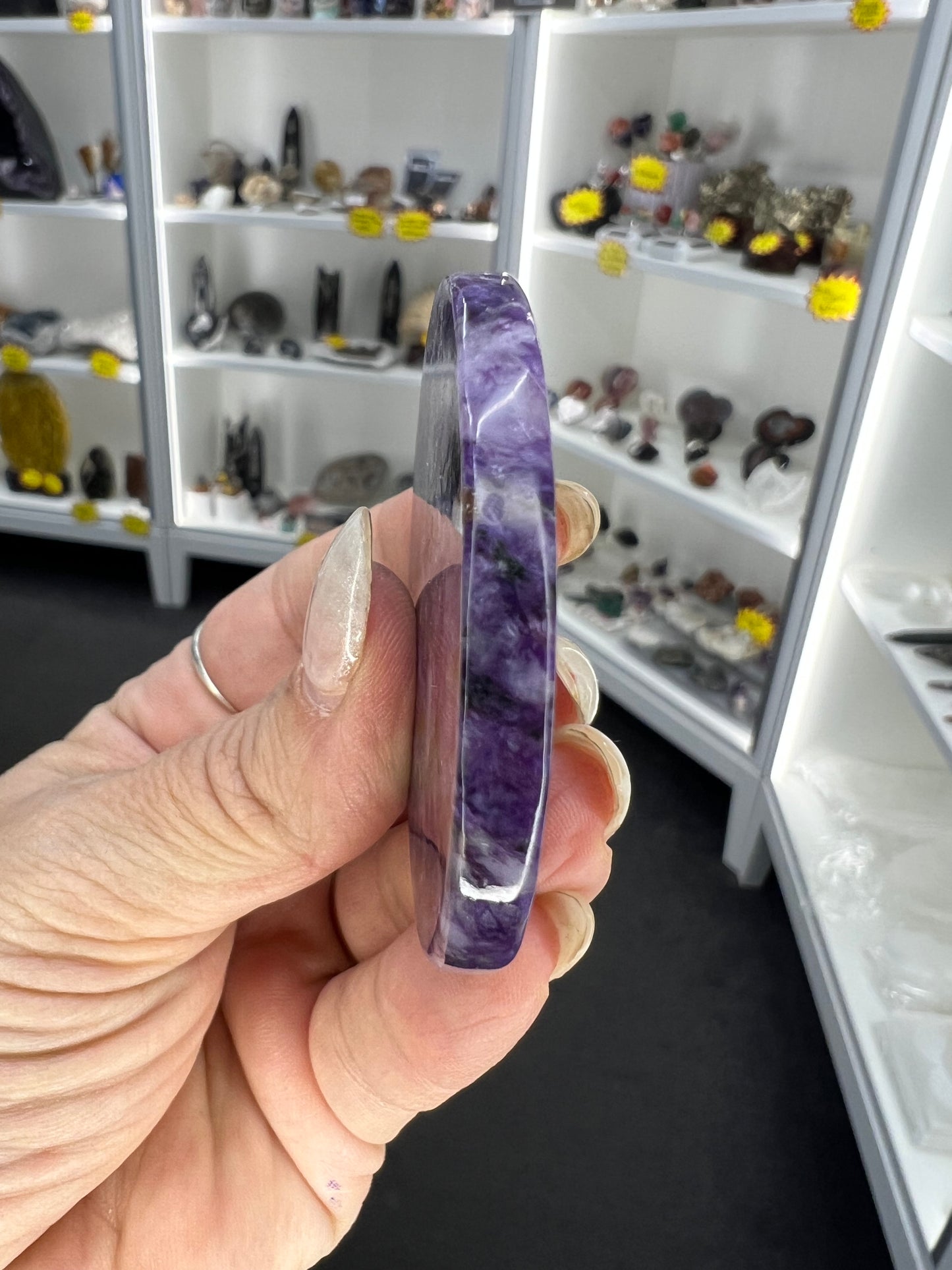Charoite Disk on Stand