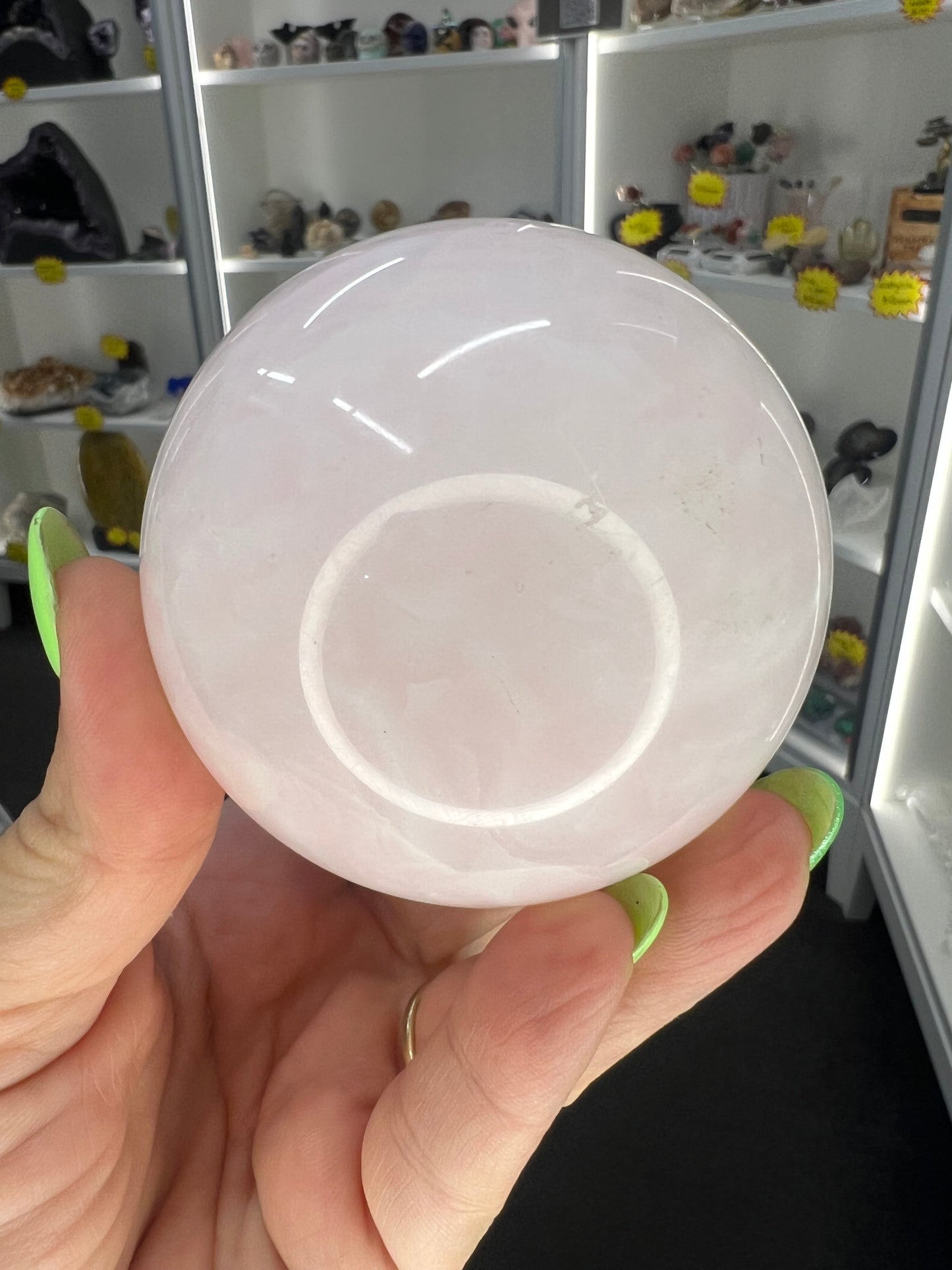 Pink Calcite Sphere on Stand