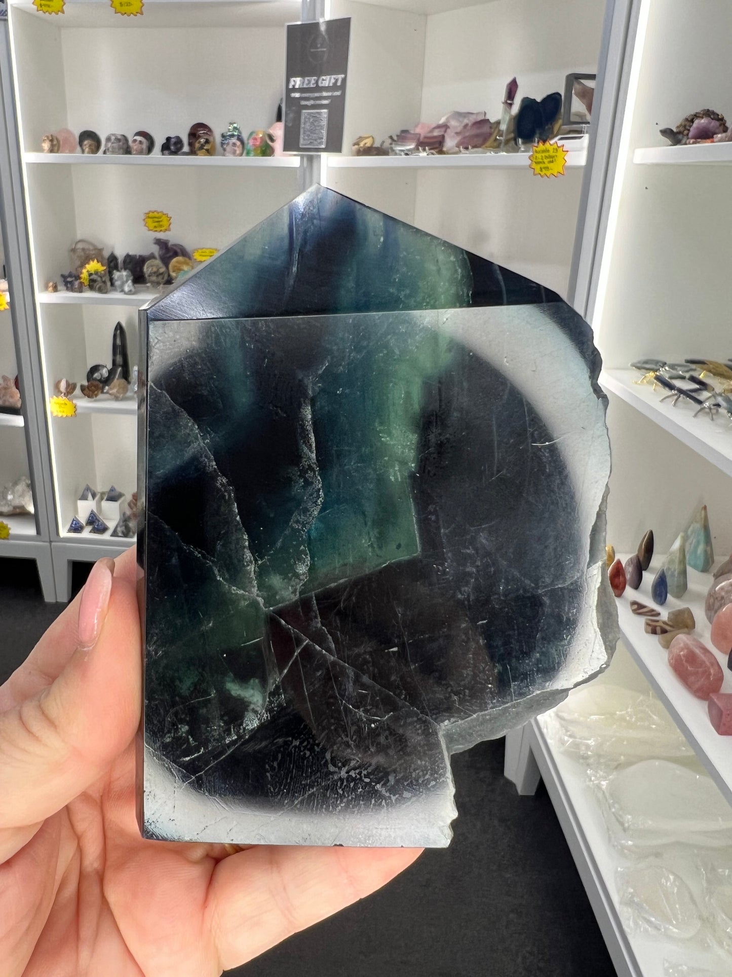 Black Fluorite Tower/Slab (UV Reactive)