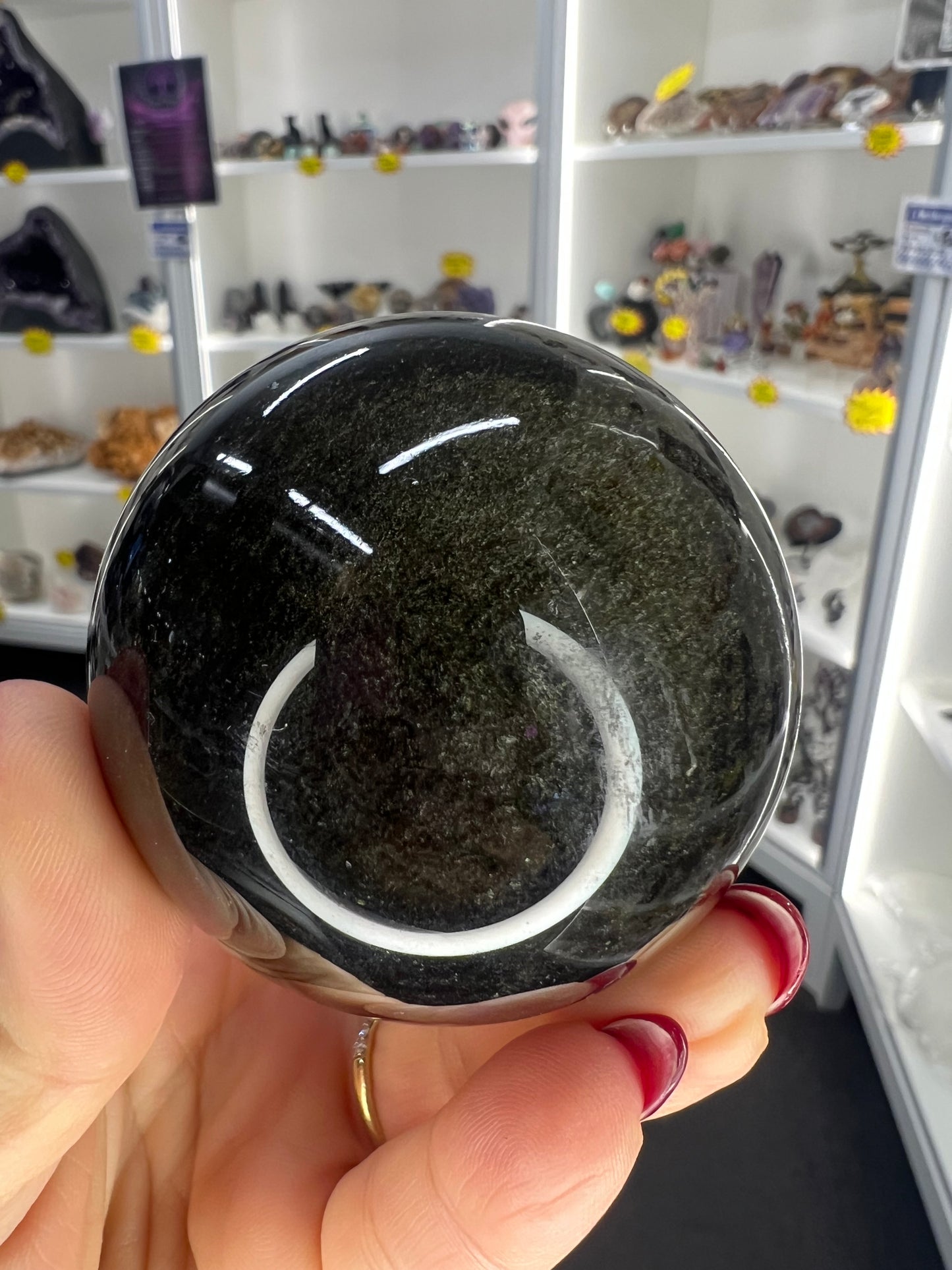 Golden Sheen Obsidian Sphere with Stand