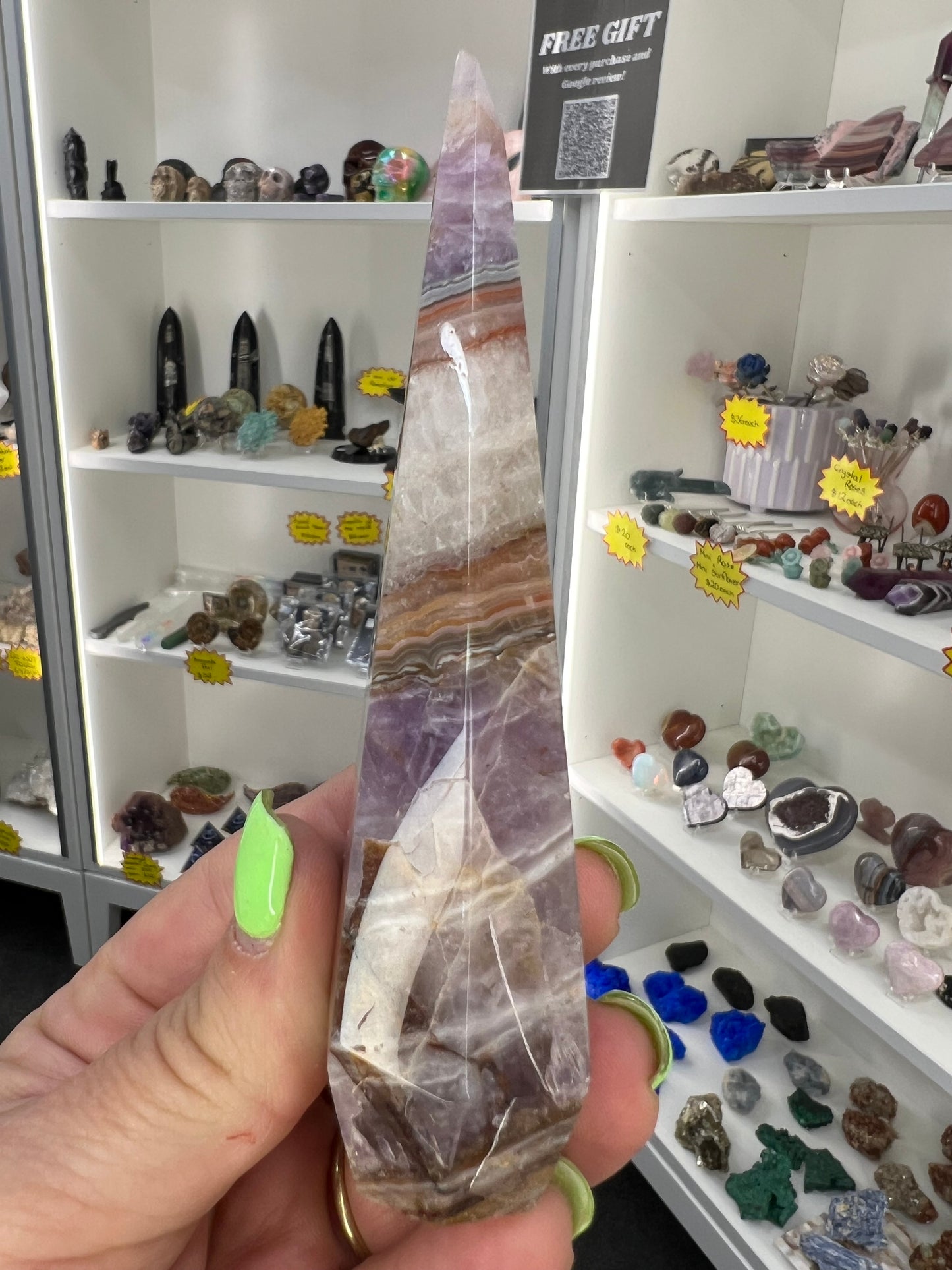 Amethyst x Banded Agate Faceted Freeform