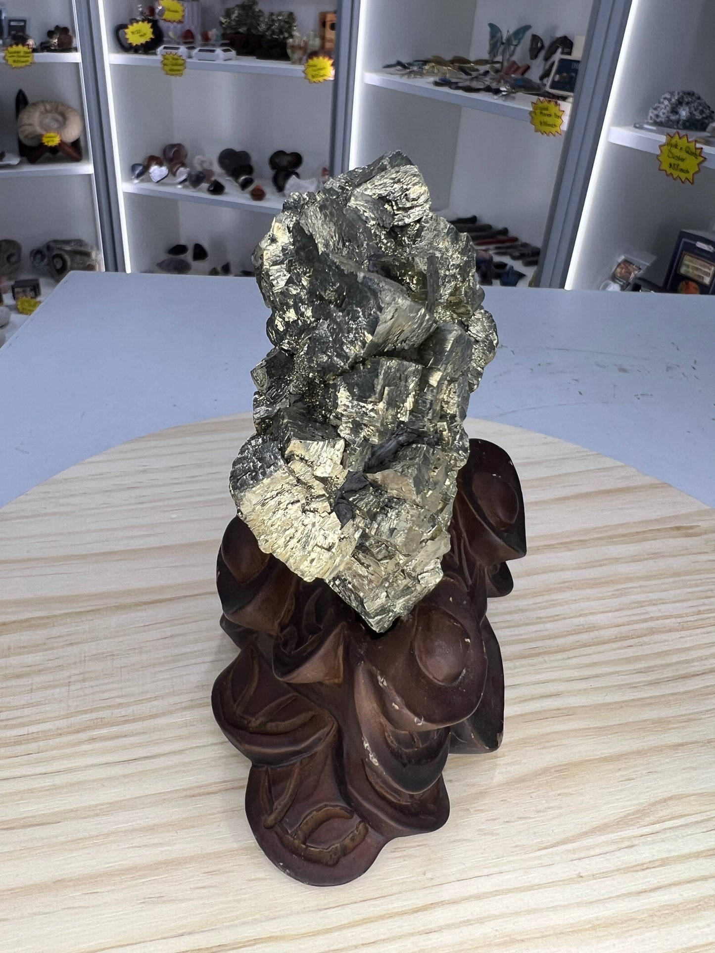 Pyrite Specimen on Custom Stand