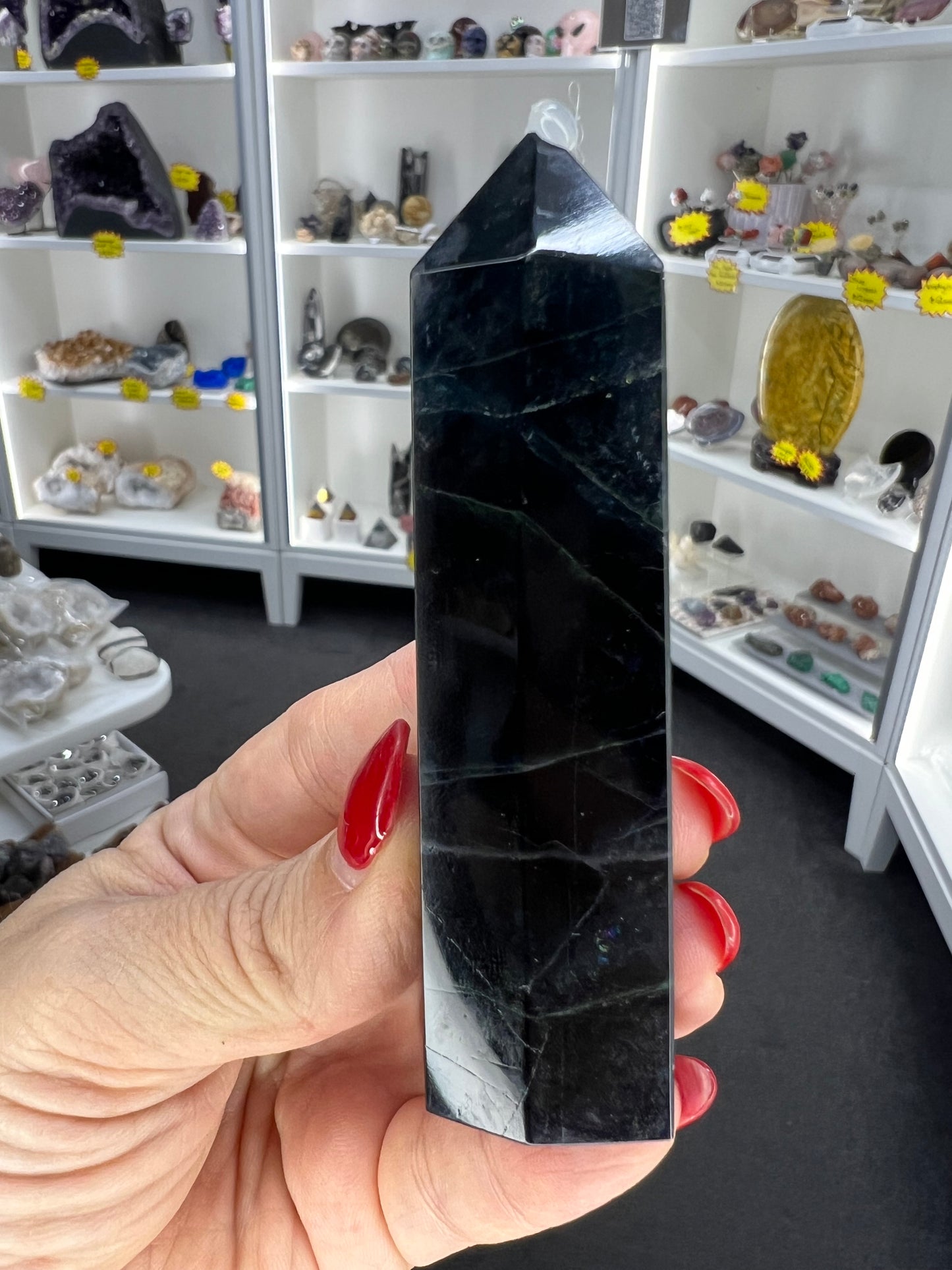 Black Fluorite Tower (UV Reactive)