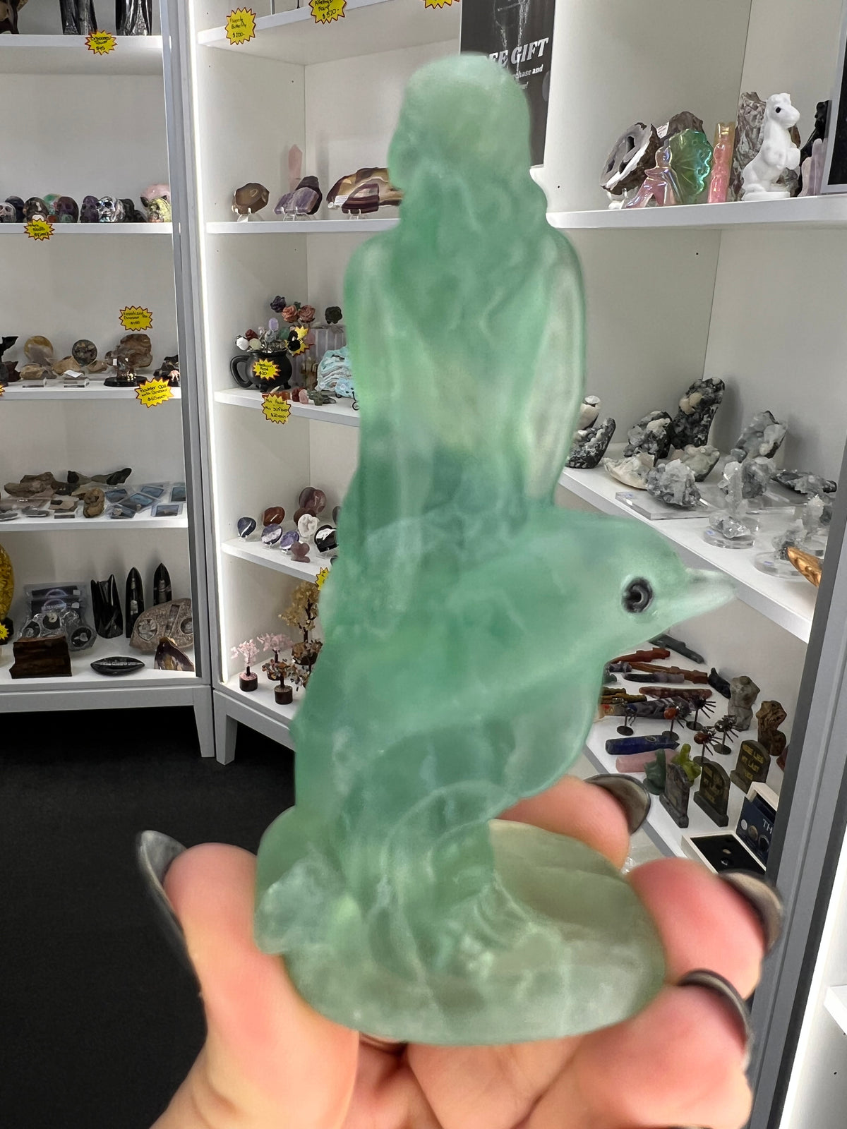 Fluorite Mermaid on Dolphin
