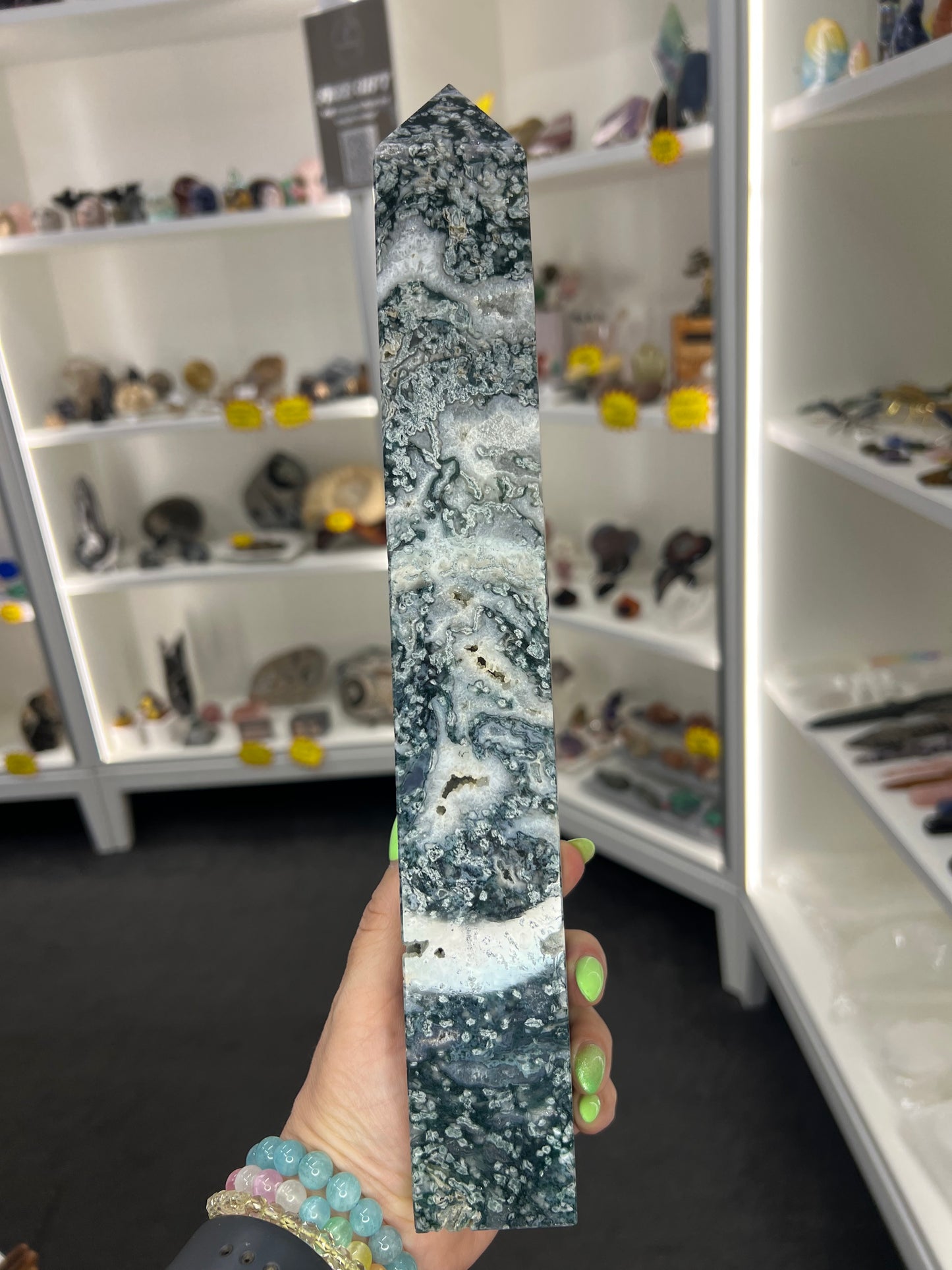 Huge Moss Agate Tower