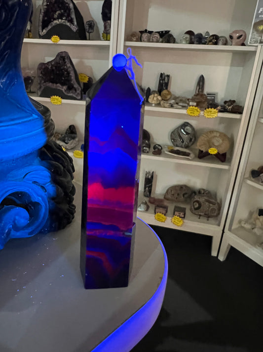 Black Fluorite Tower (UV Reactive)