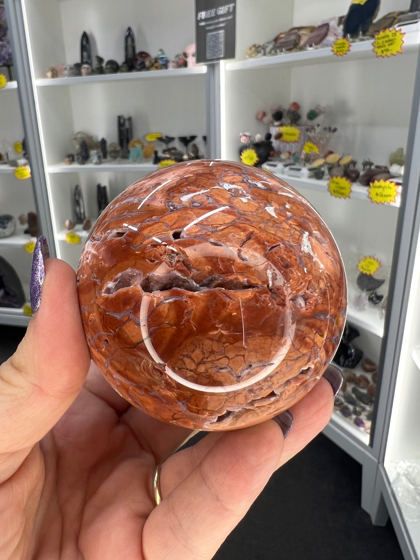 Pink Agate Sphere with Stand