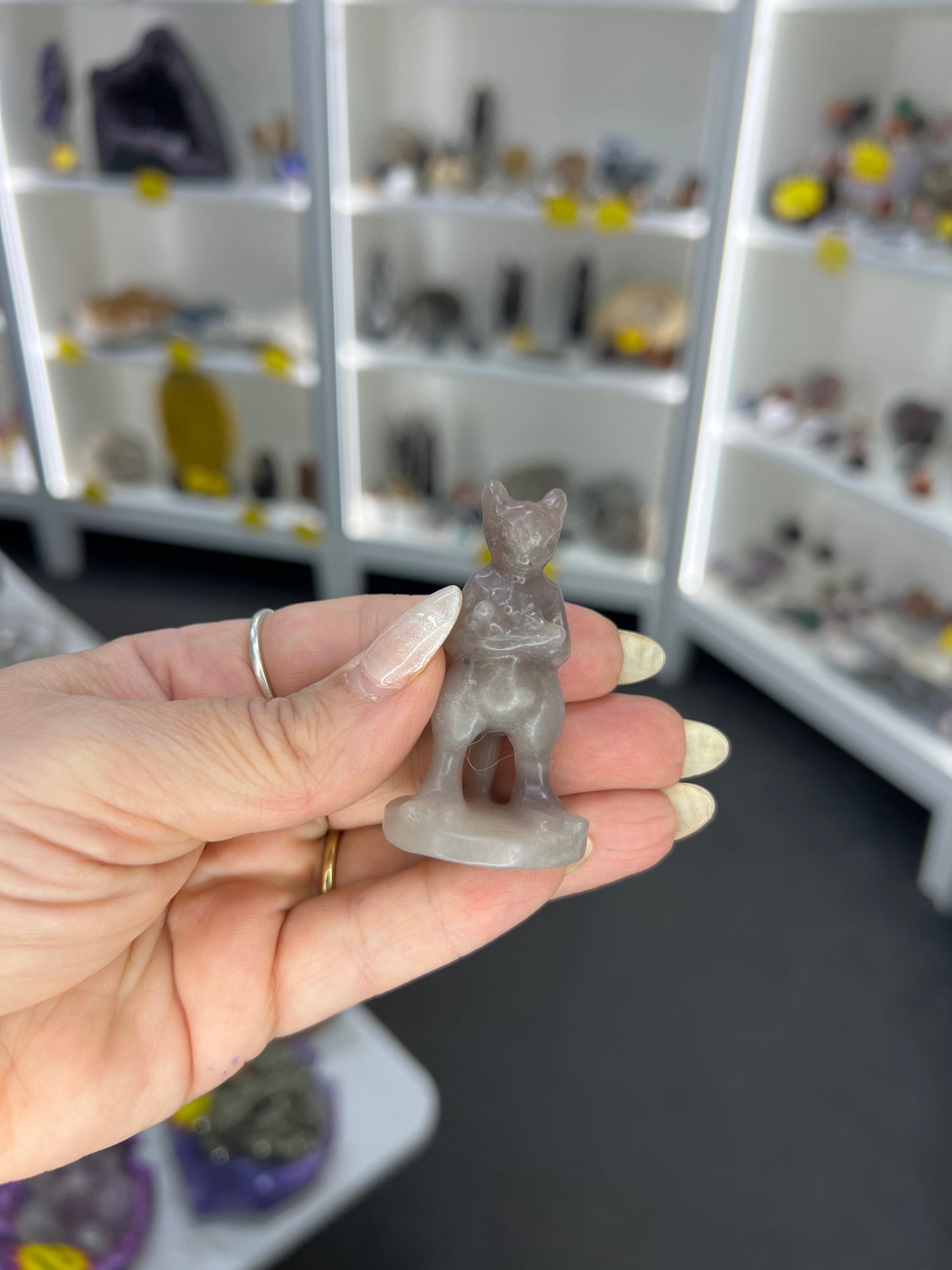 Lepidolite Character Carving