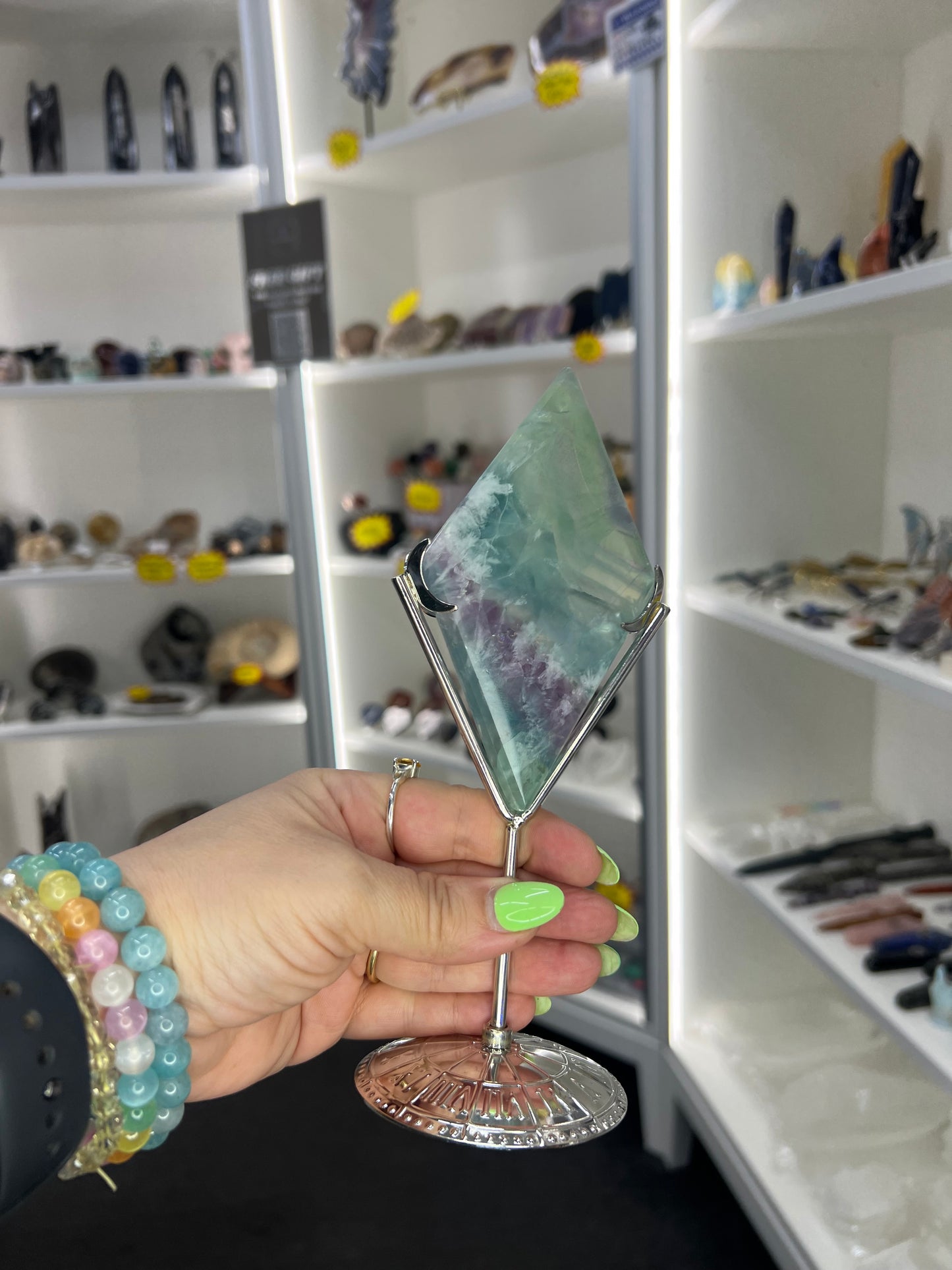 Fluorite Diamond on Stand