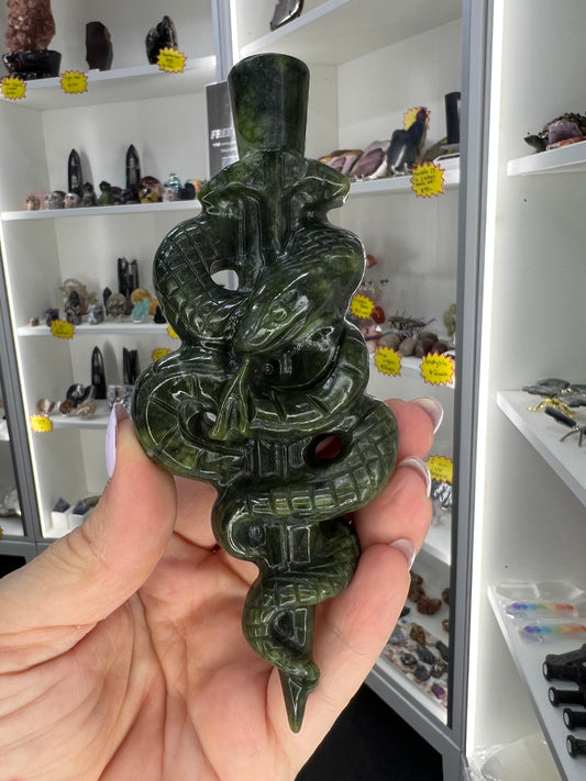 Green Jade Snake on Sword