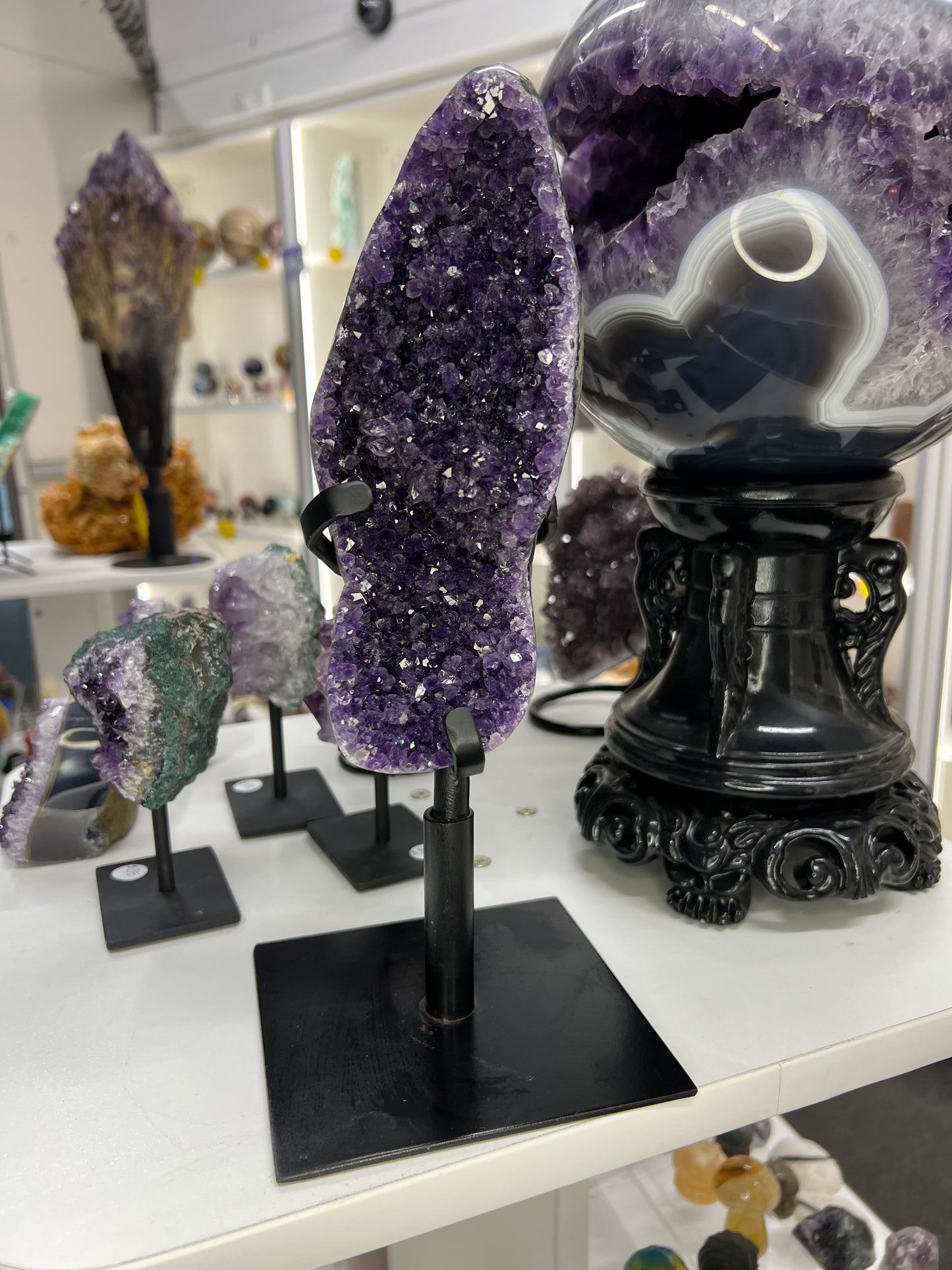 Amethyst Cluster on Rotating Stand