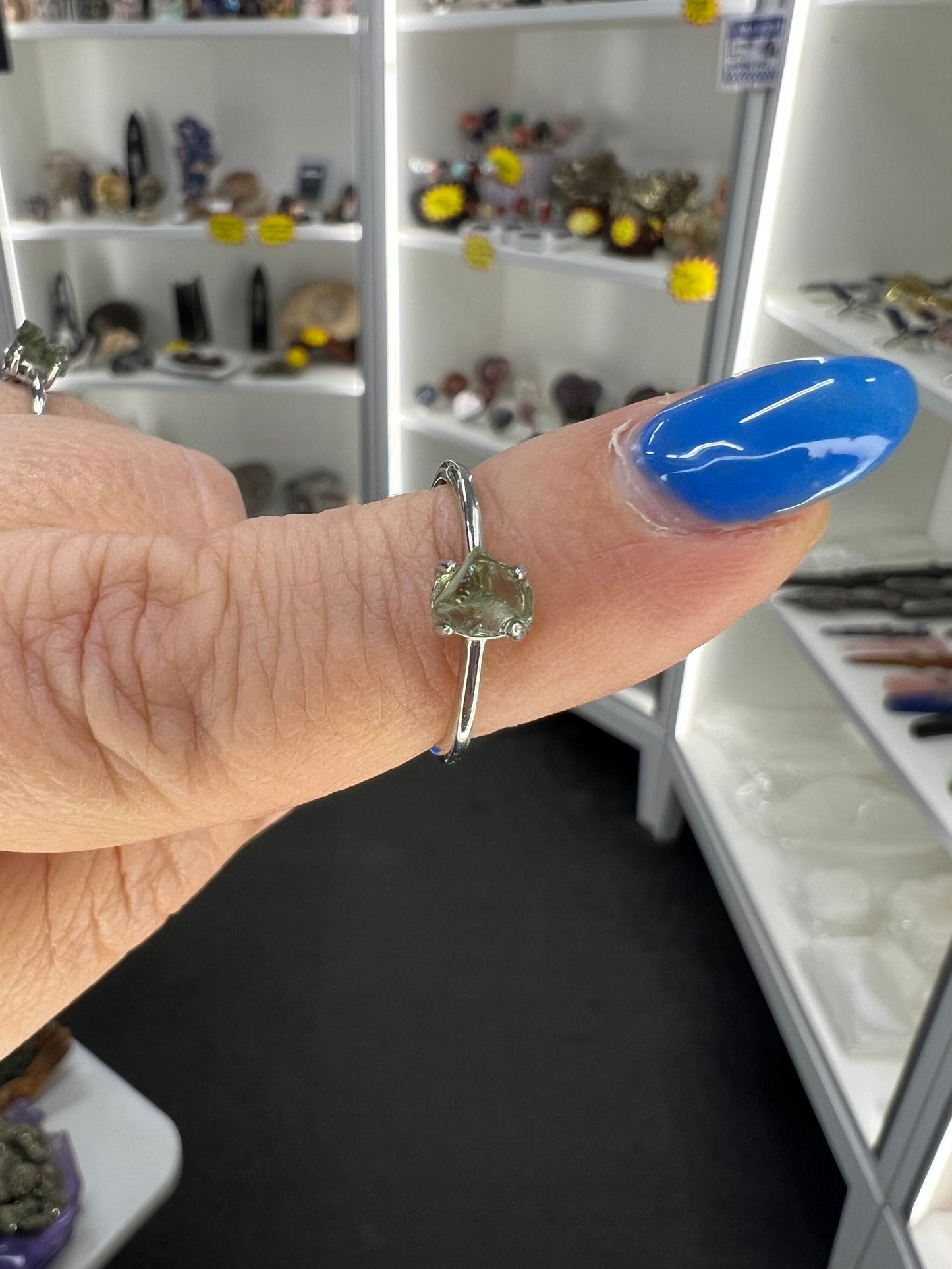 Moldavite Chip Adjustable Ring