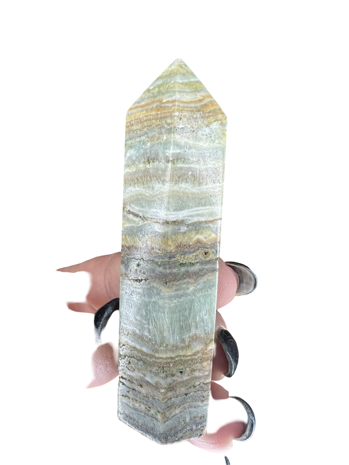 Banded Pistachio Calcite Tower