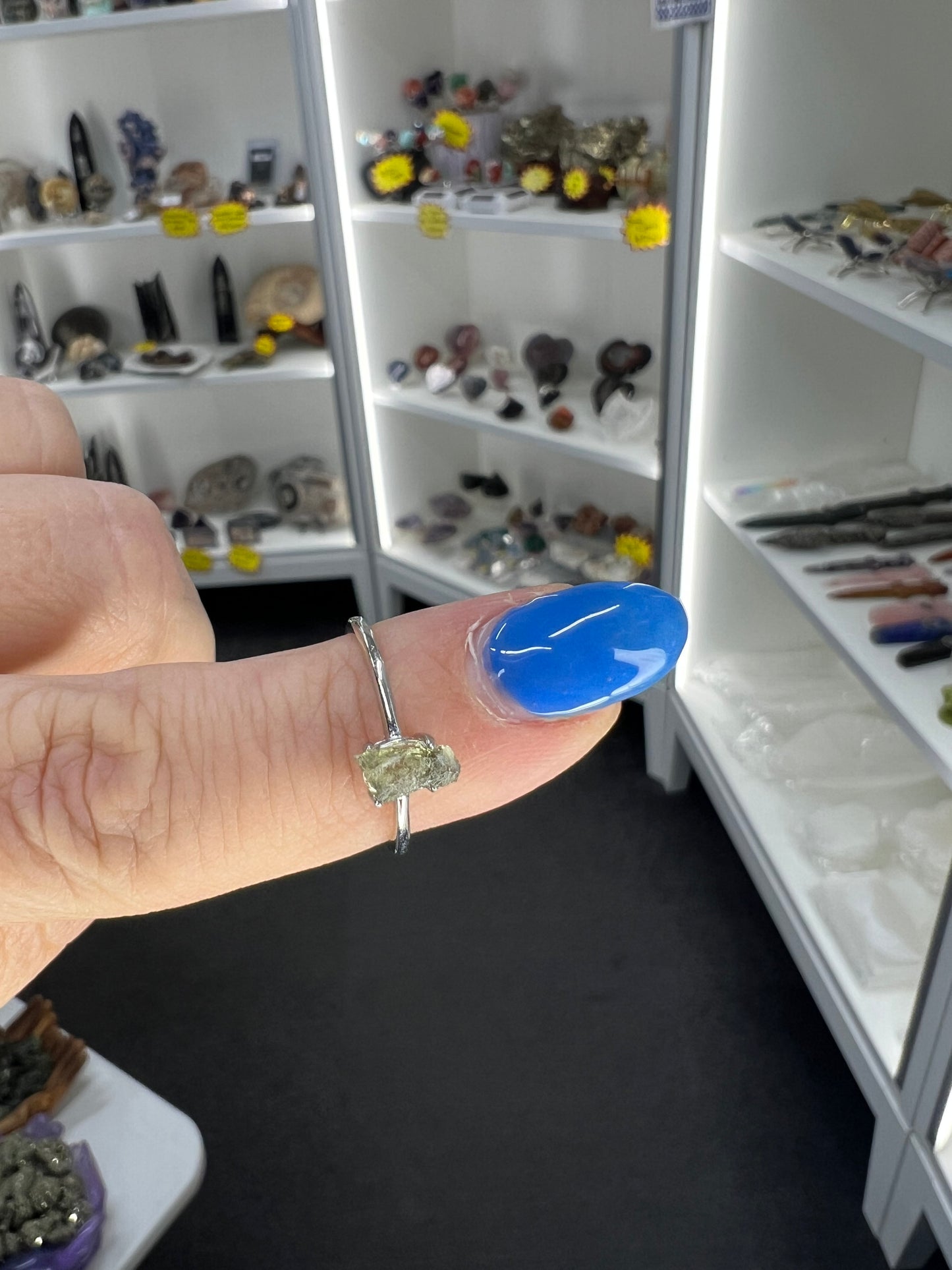 Moldavite Chip Adjustable Ring