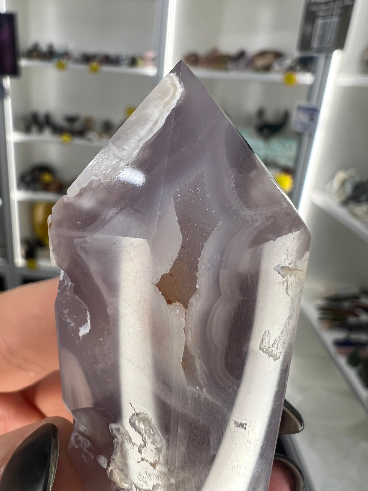 Black Flower Agate Tower