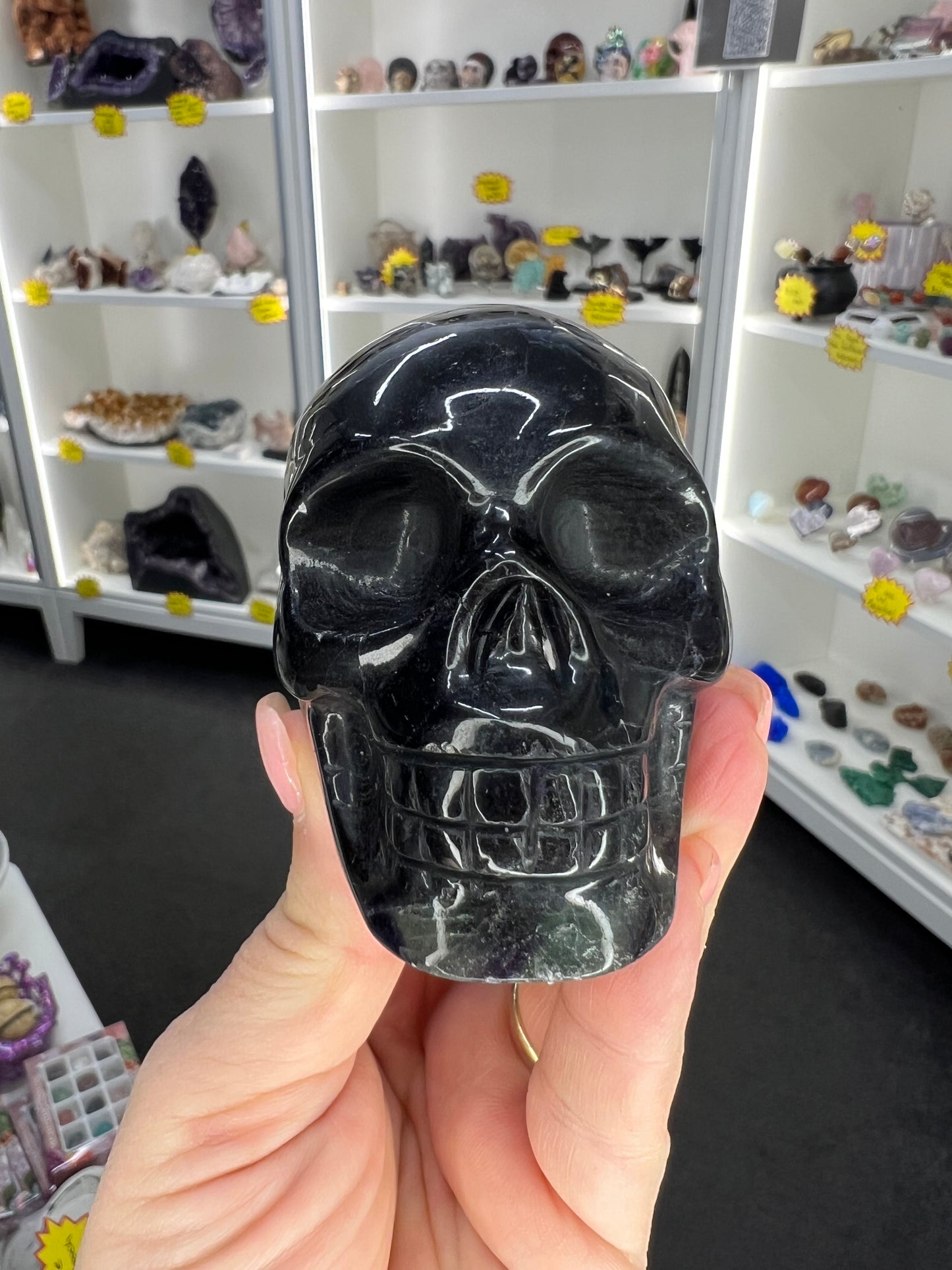 Black Fluorite Skull (UV Reactive)
