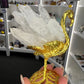 Clear Quartz Cluster on Gold Flamingo