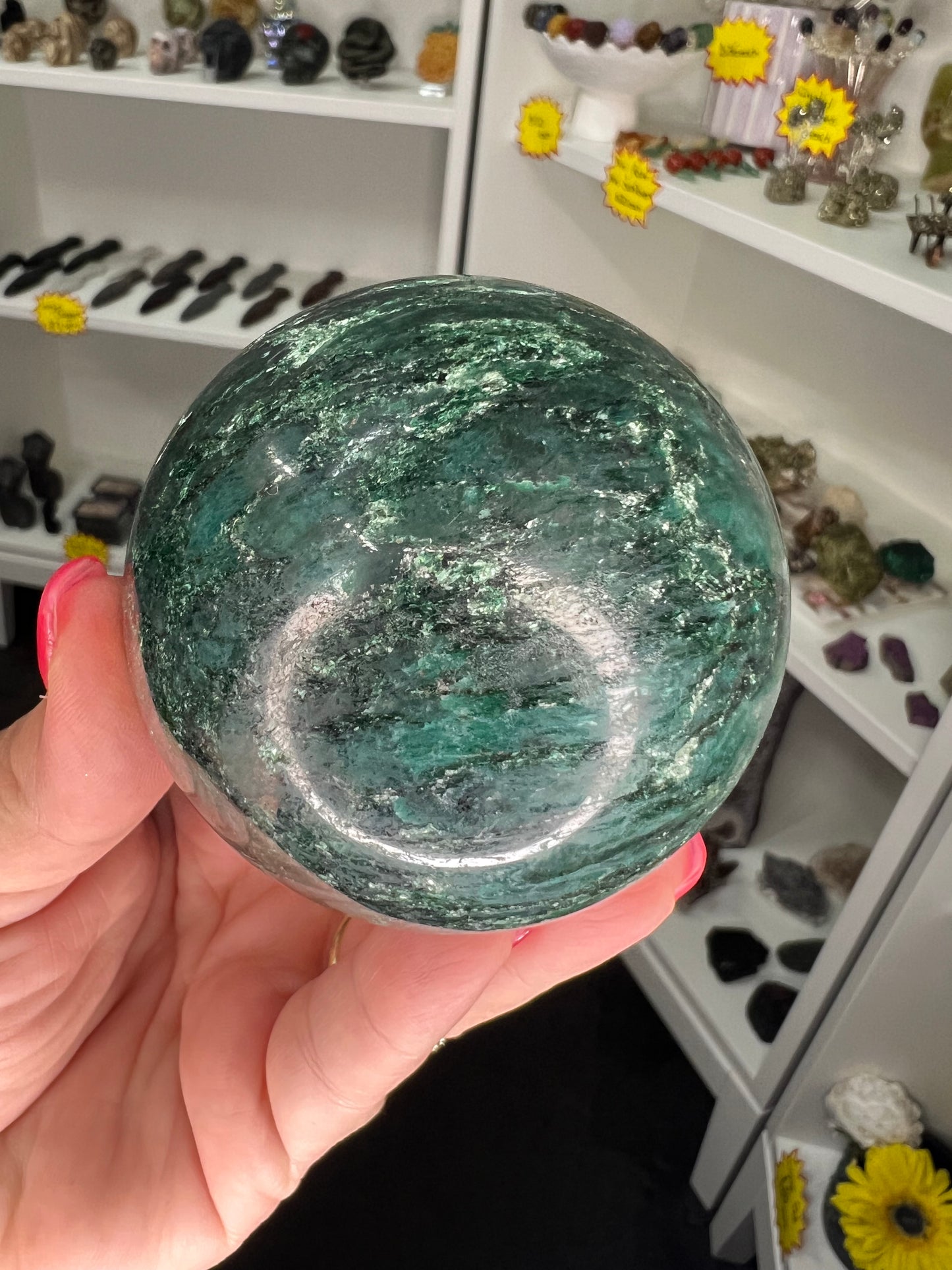 Green Mica Sphere with Stand