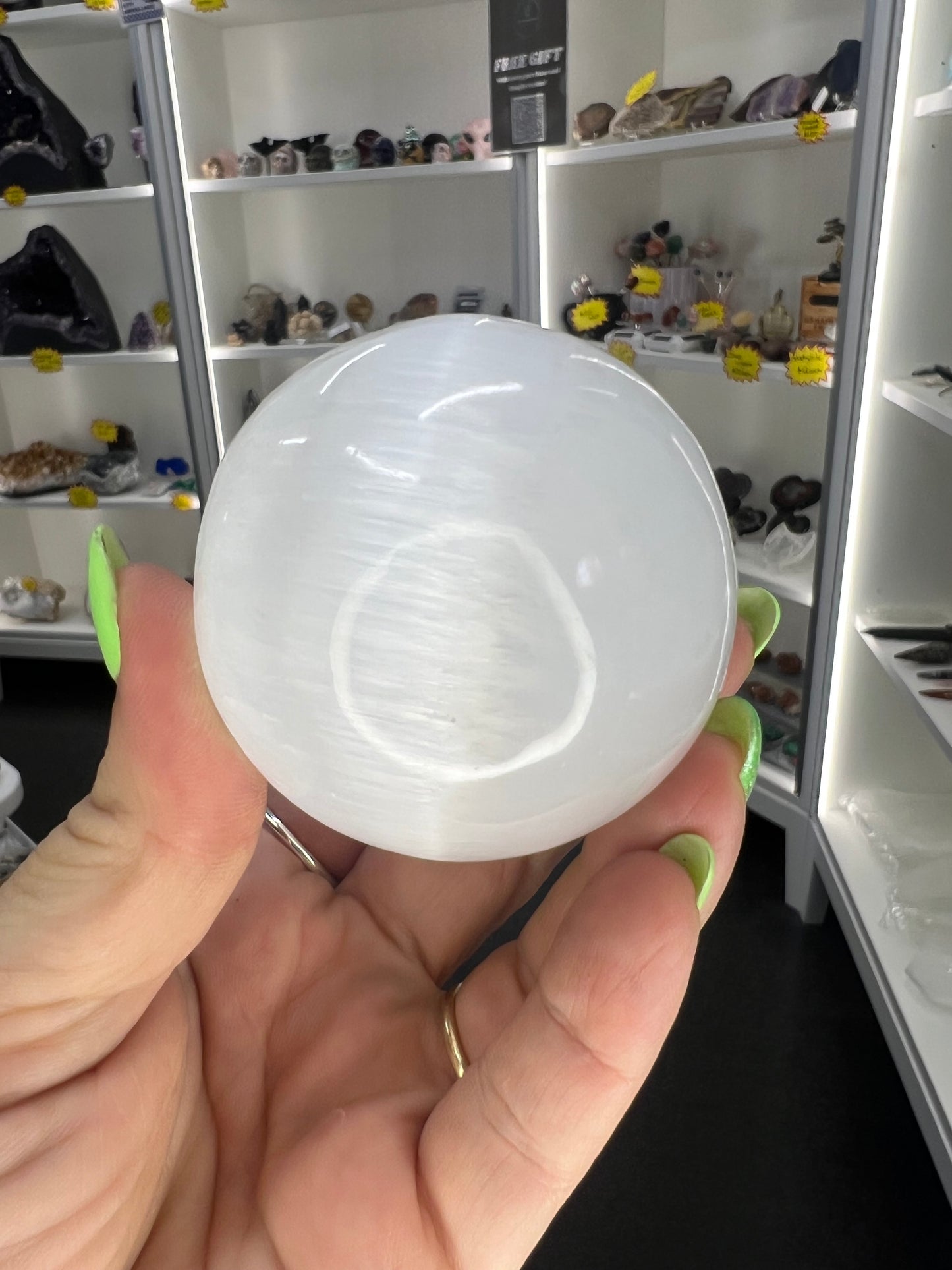 Selenite Sphere with Stand