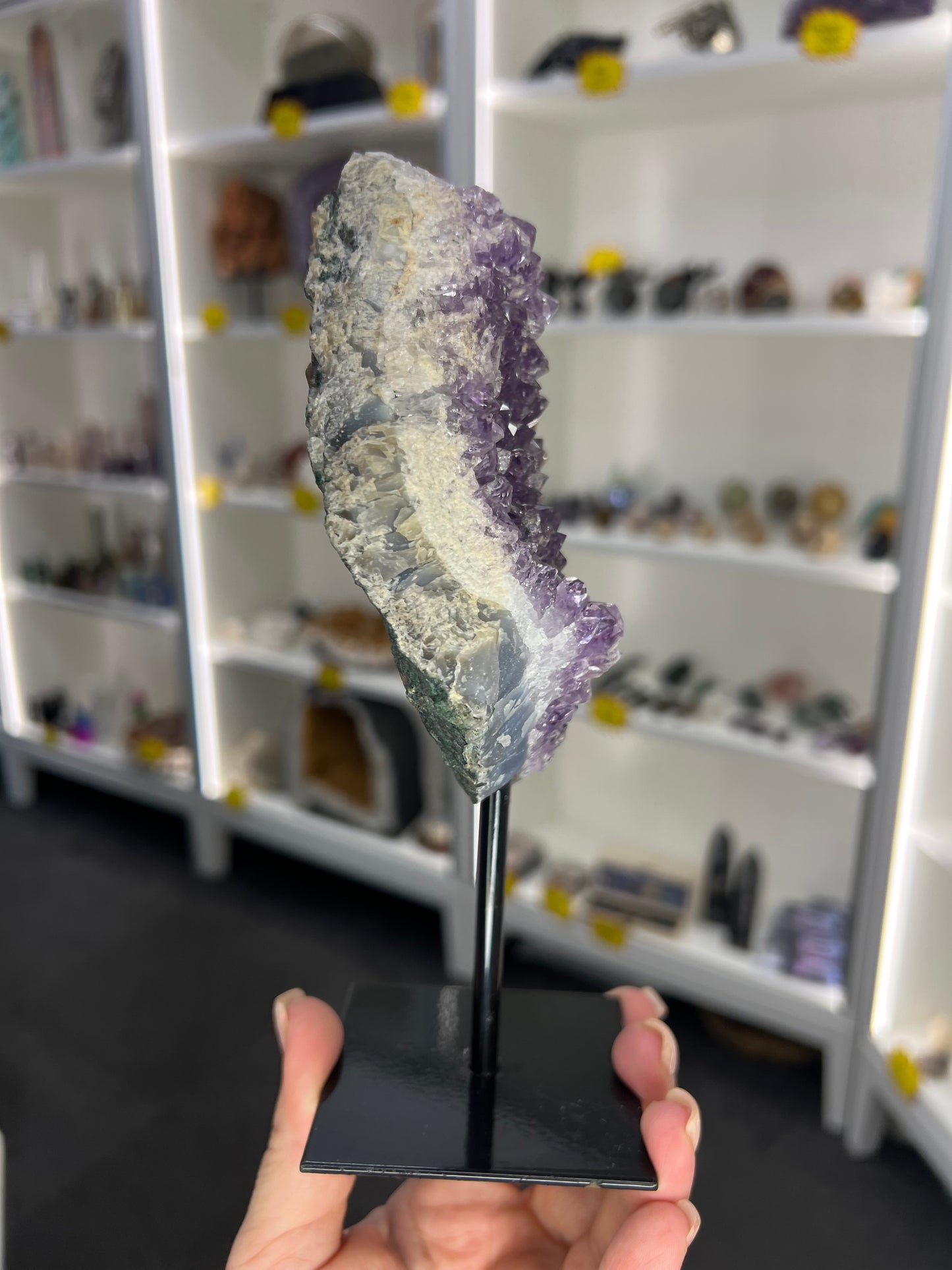 Amethyst Cluster on Metal Stand