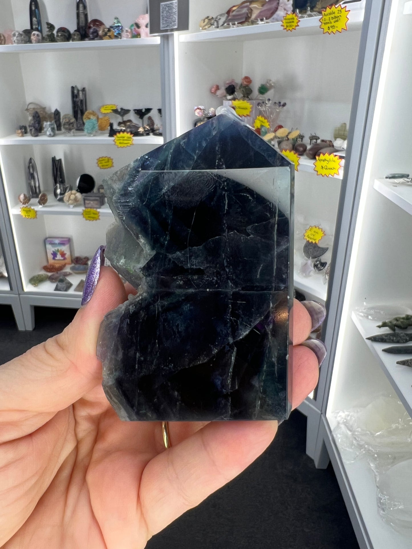 Black Fluorite Tower (UV Reactive)