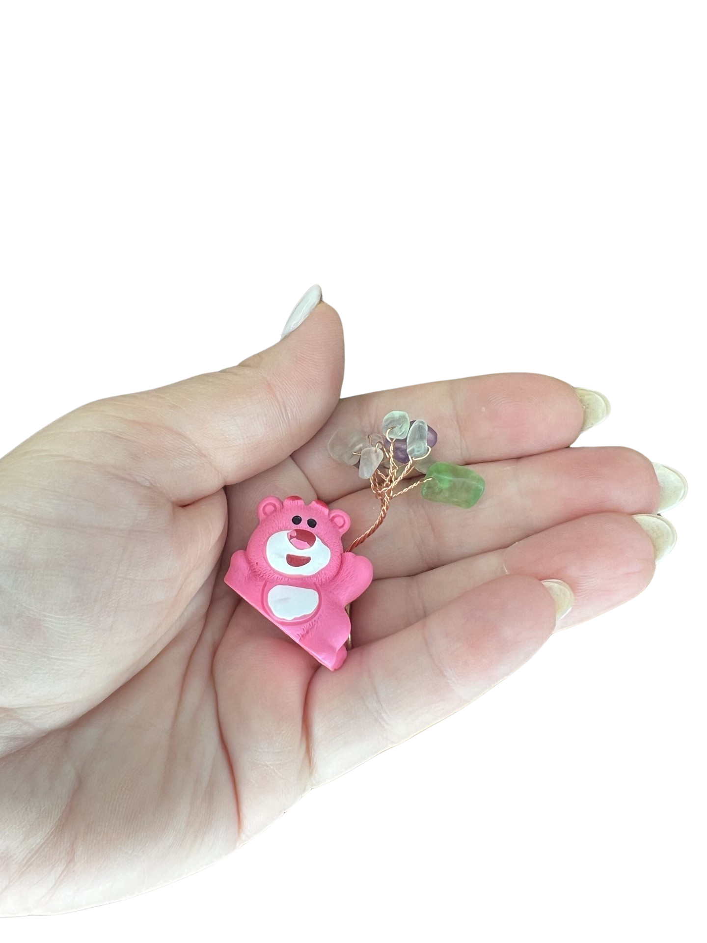 Pink Bear with Fluorite Chips