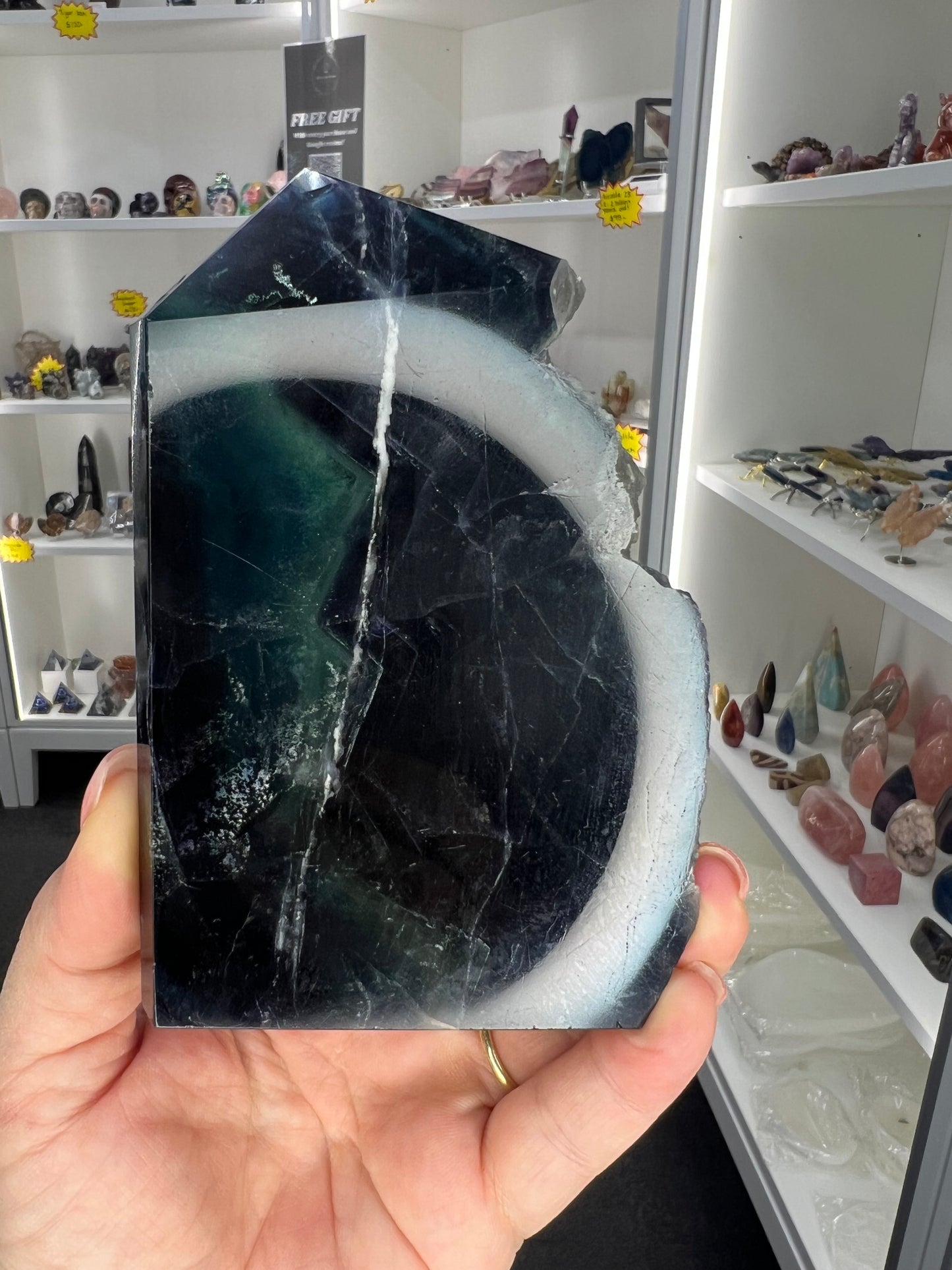 Black Fluorite Tower/Slab (UV Reactive)