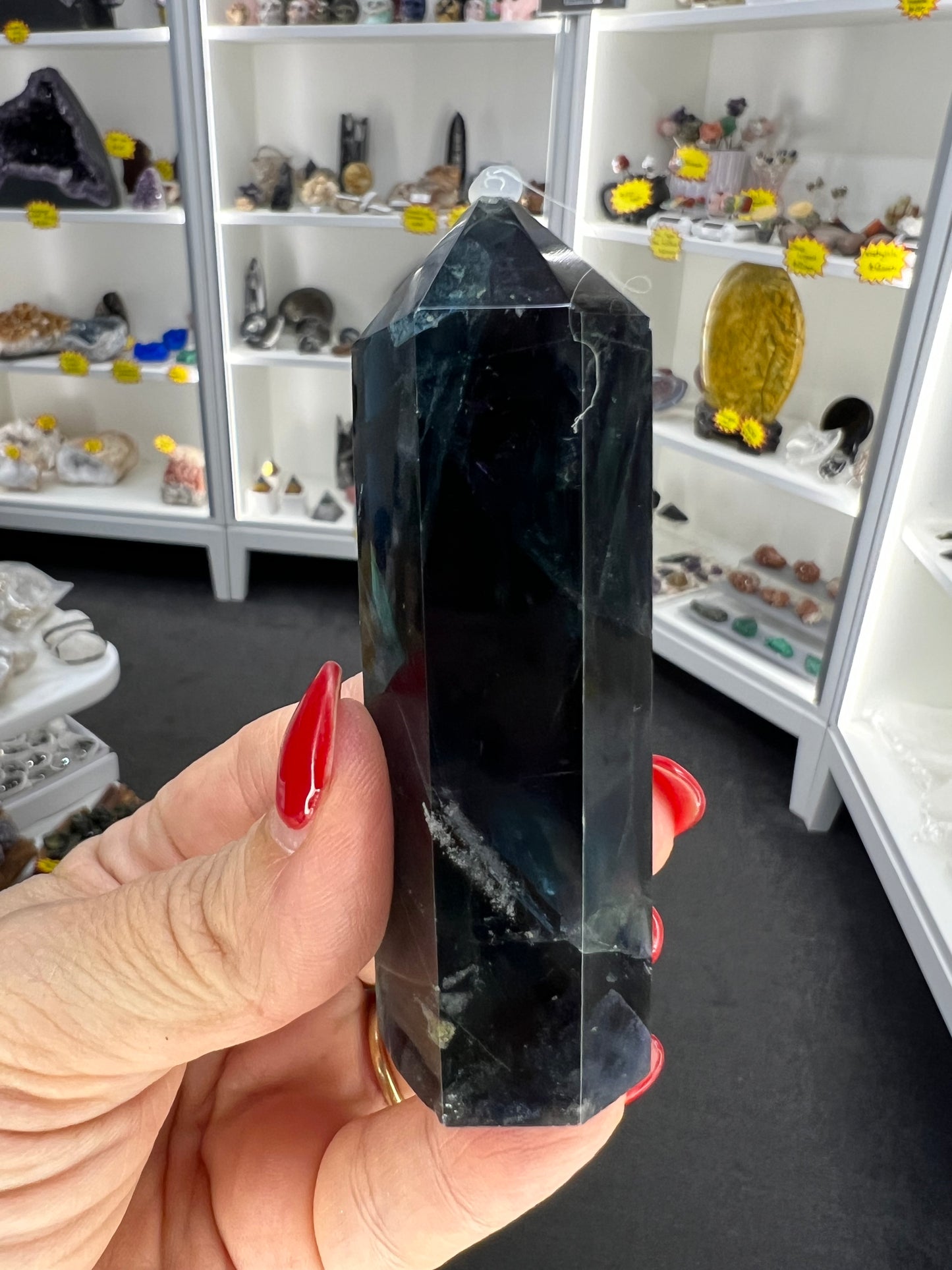 Black Fluorite Tower (UV Reactive)