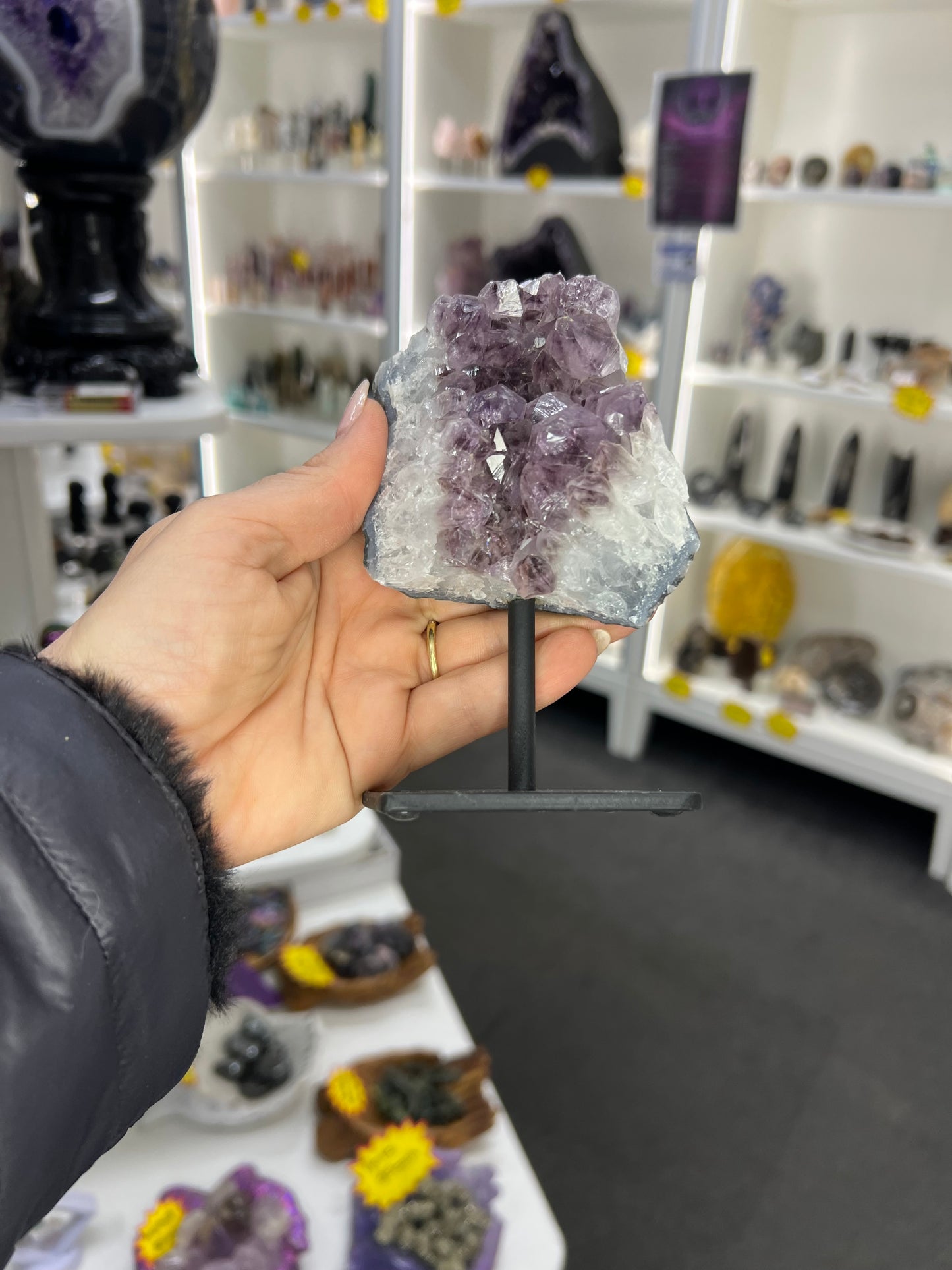 Amethyst Cluster Specimen on Stand